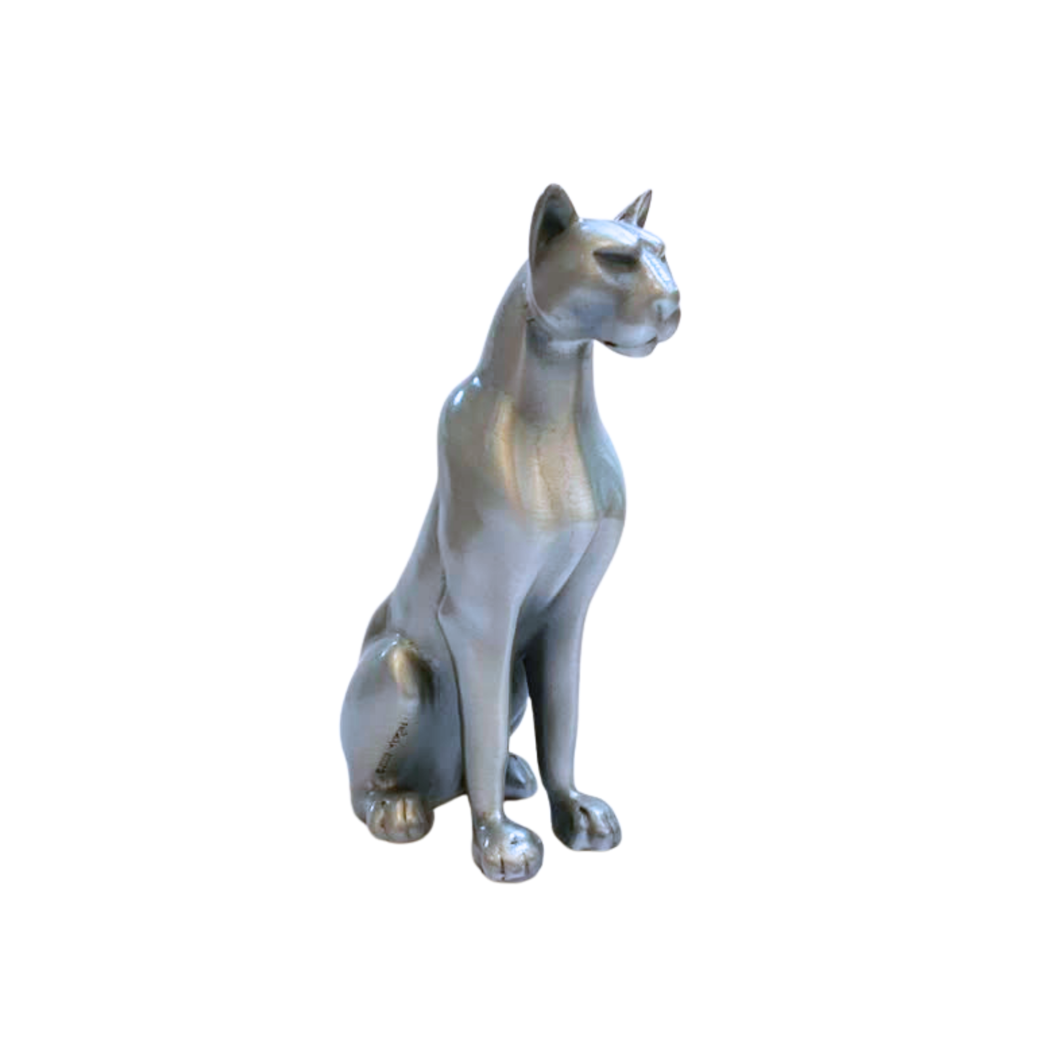 Pewter Lioness Sitting Sculpture