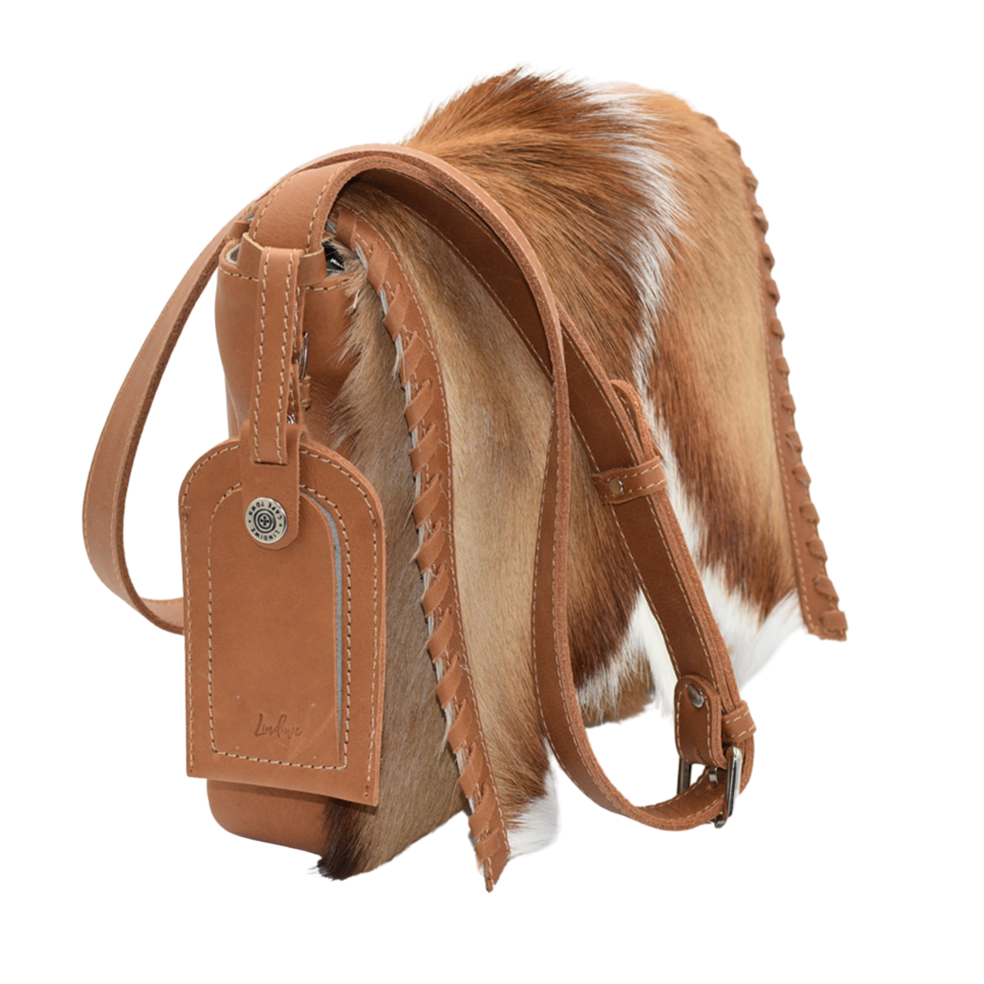 Springbok Leather Tan Shoulder Handbag - Riempie Mini Postman