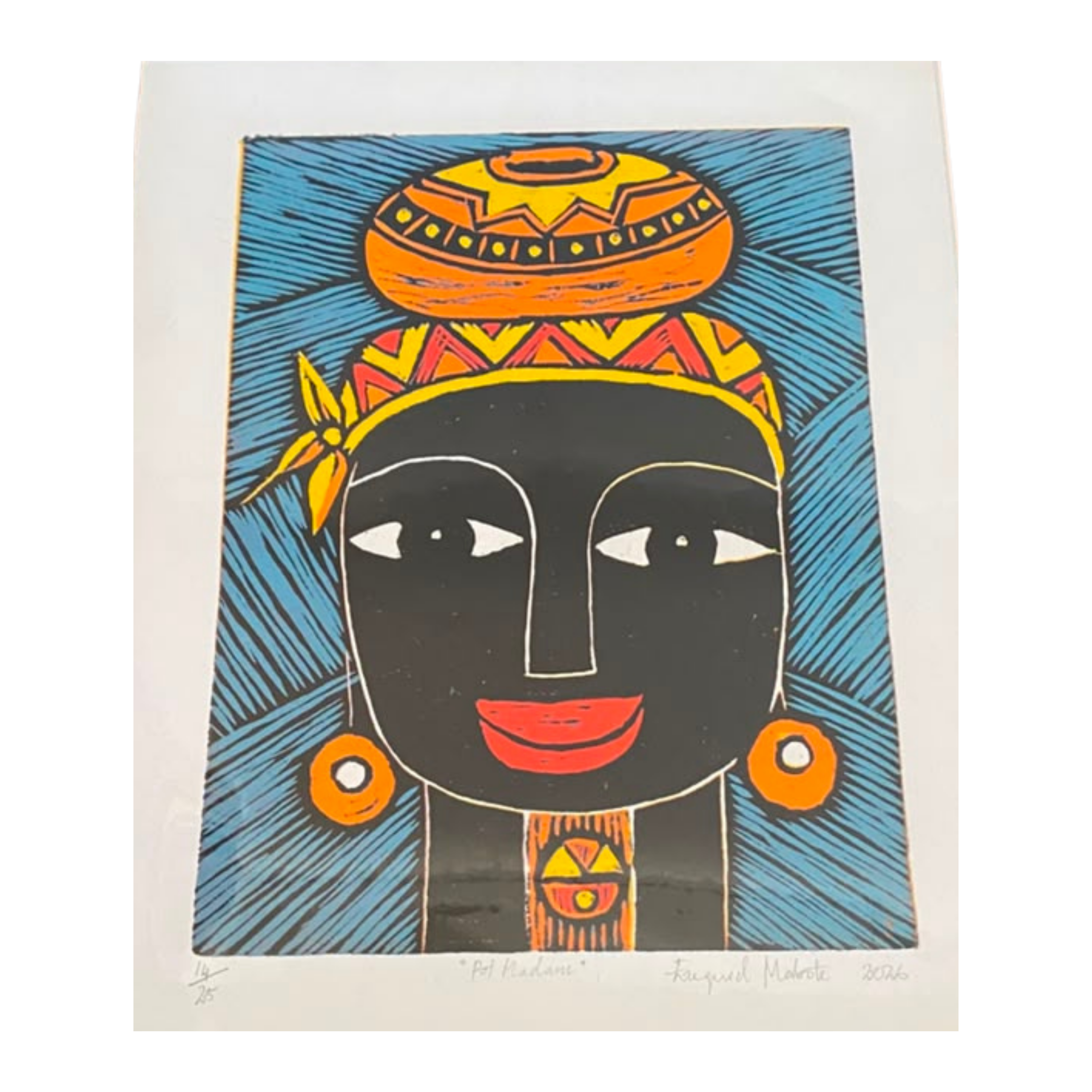 Mabote Art Woodprint Painting - Pot Madam
