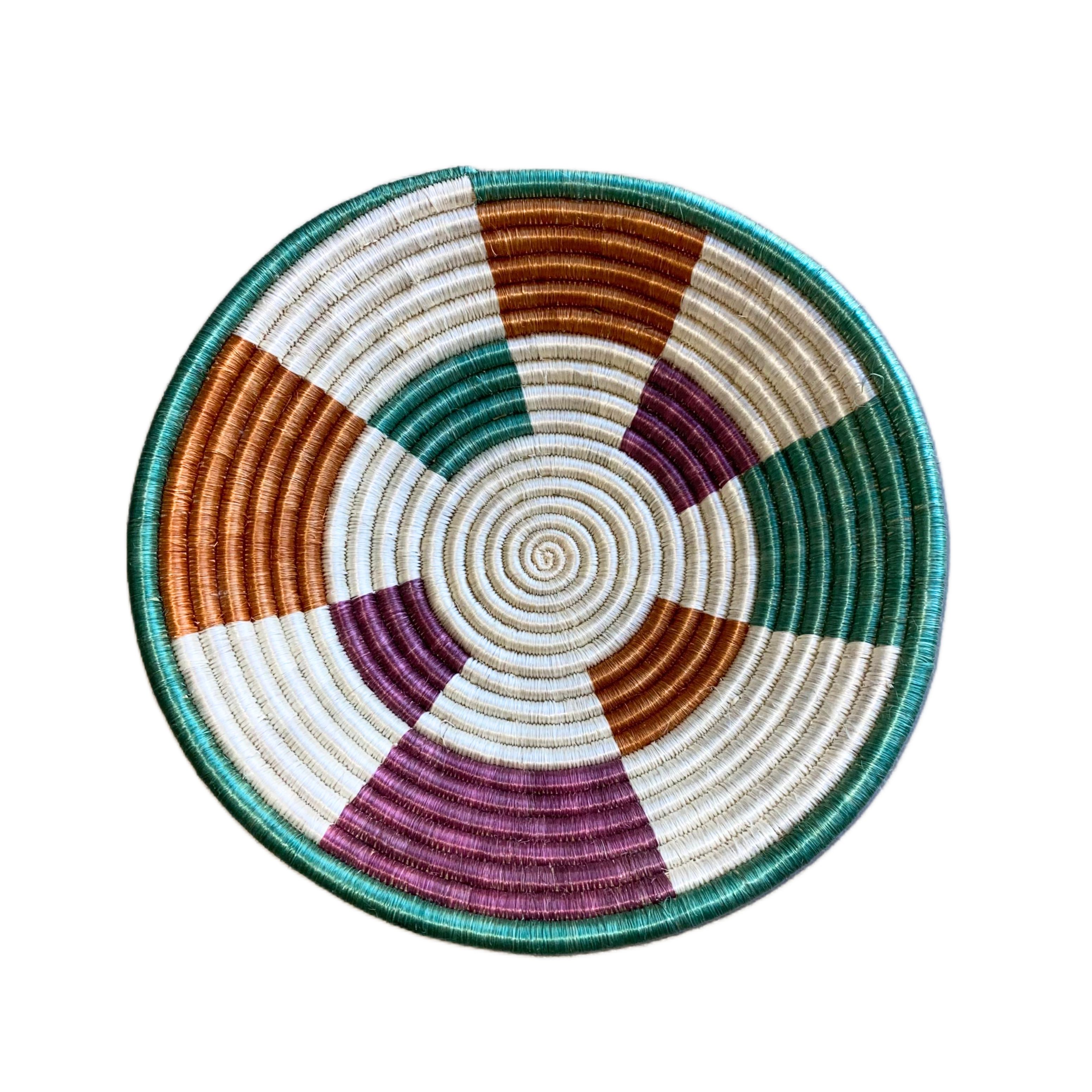 Large Handwoven Rwandan Basket - Colourful Patterns (28cm)