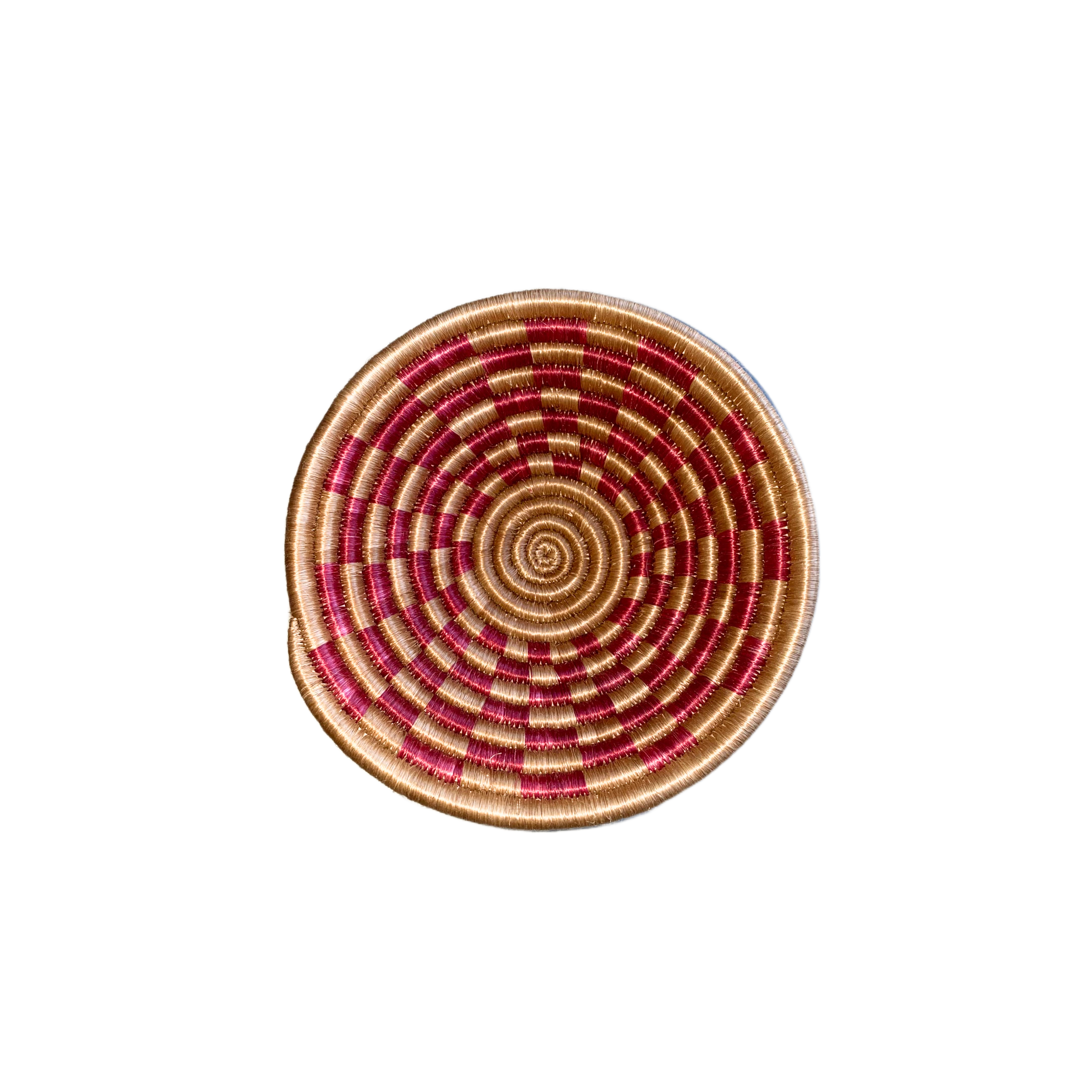 Small Handwoven Rwandan Basket - Colour Patterns (19cm)