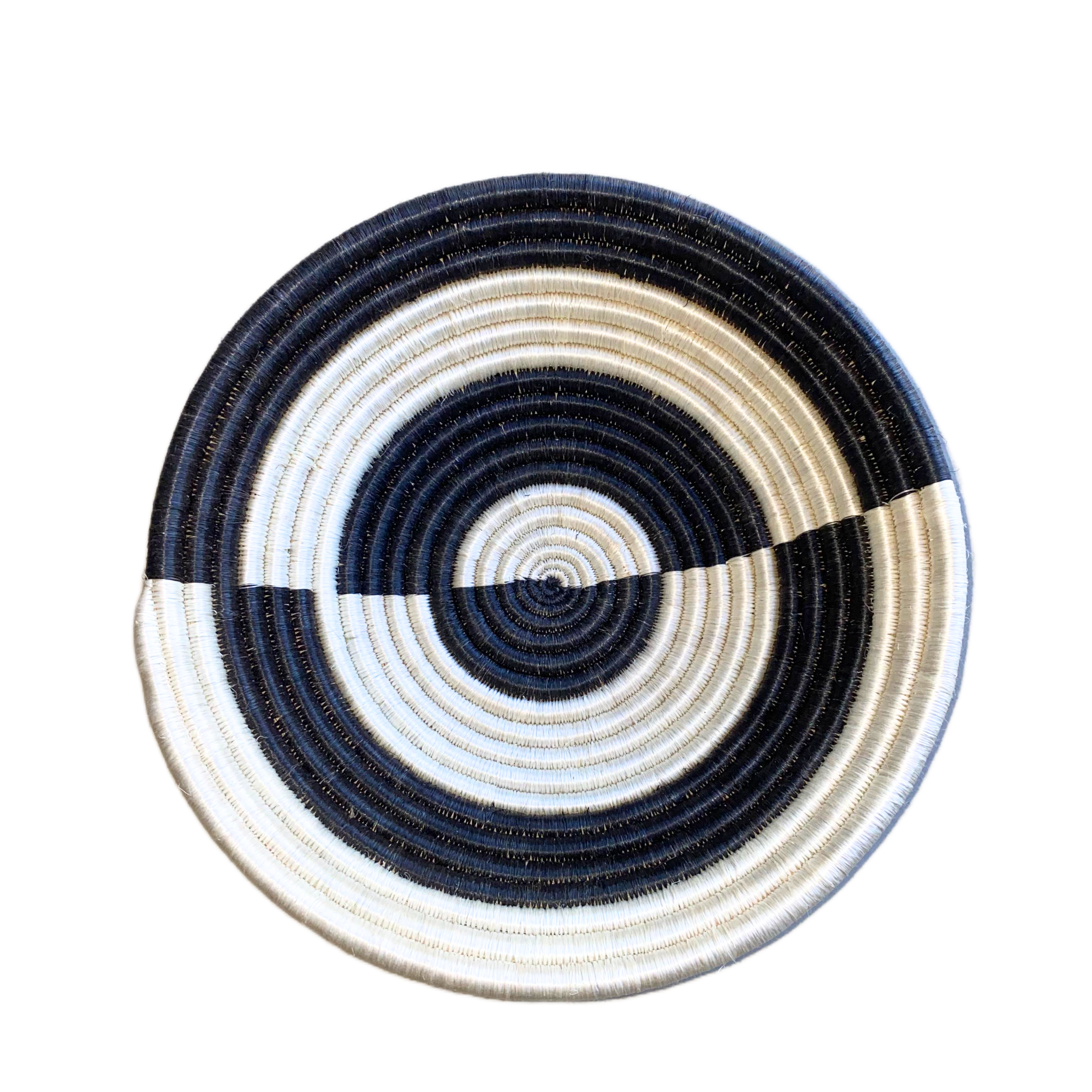 Large Handwoven Rwandan Basket - Black & White Patterns (28cm)