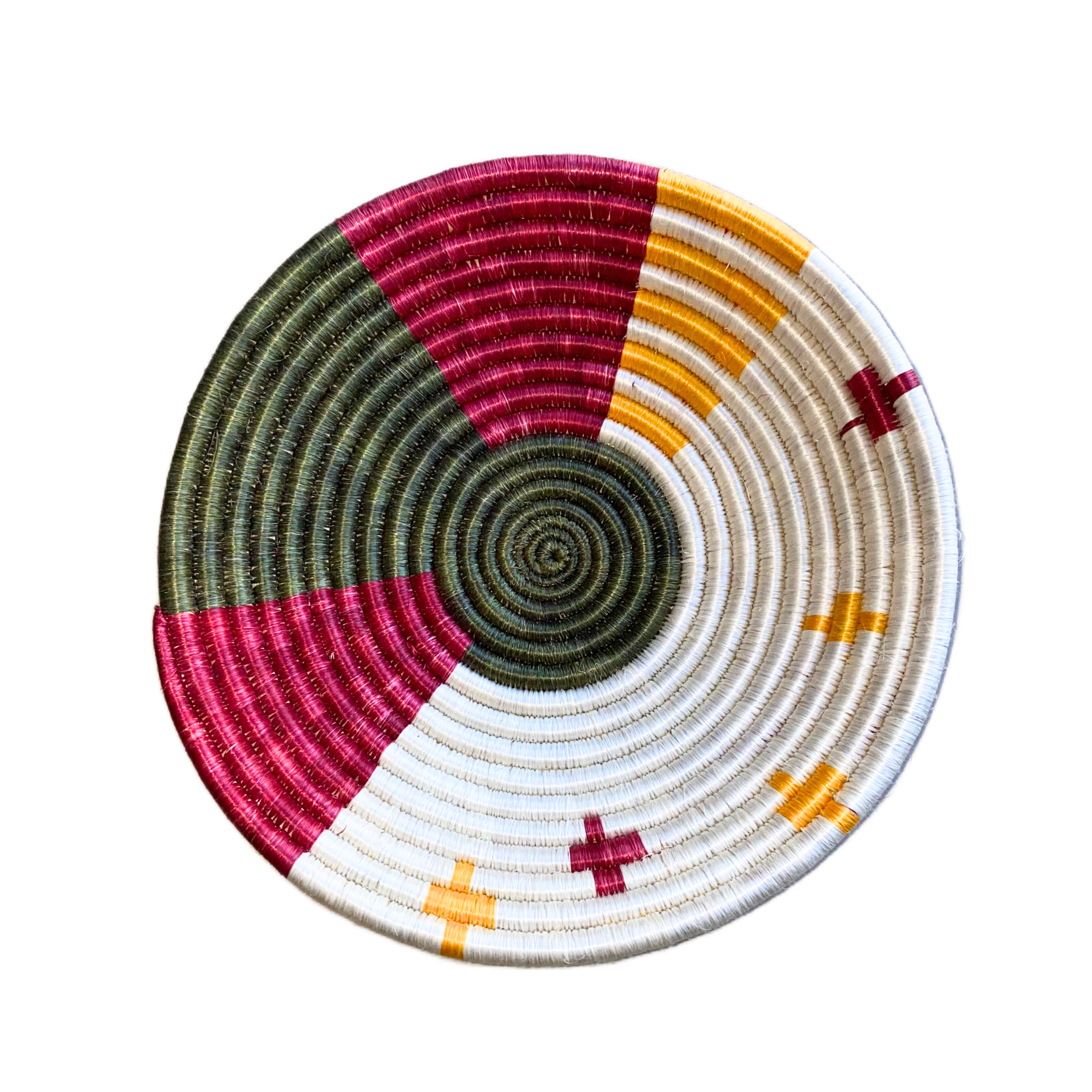 Large Handwoven Rwandan Basket - Colourful Patterns (28cm)