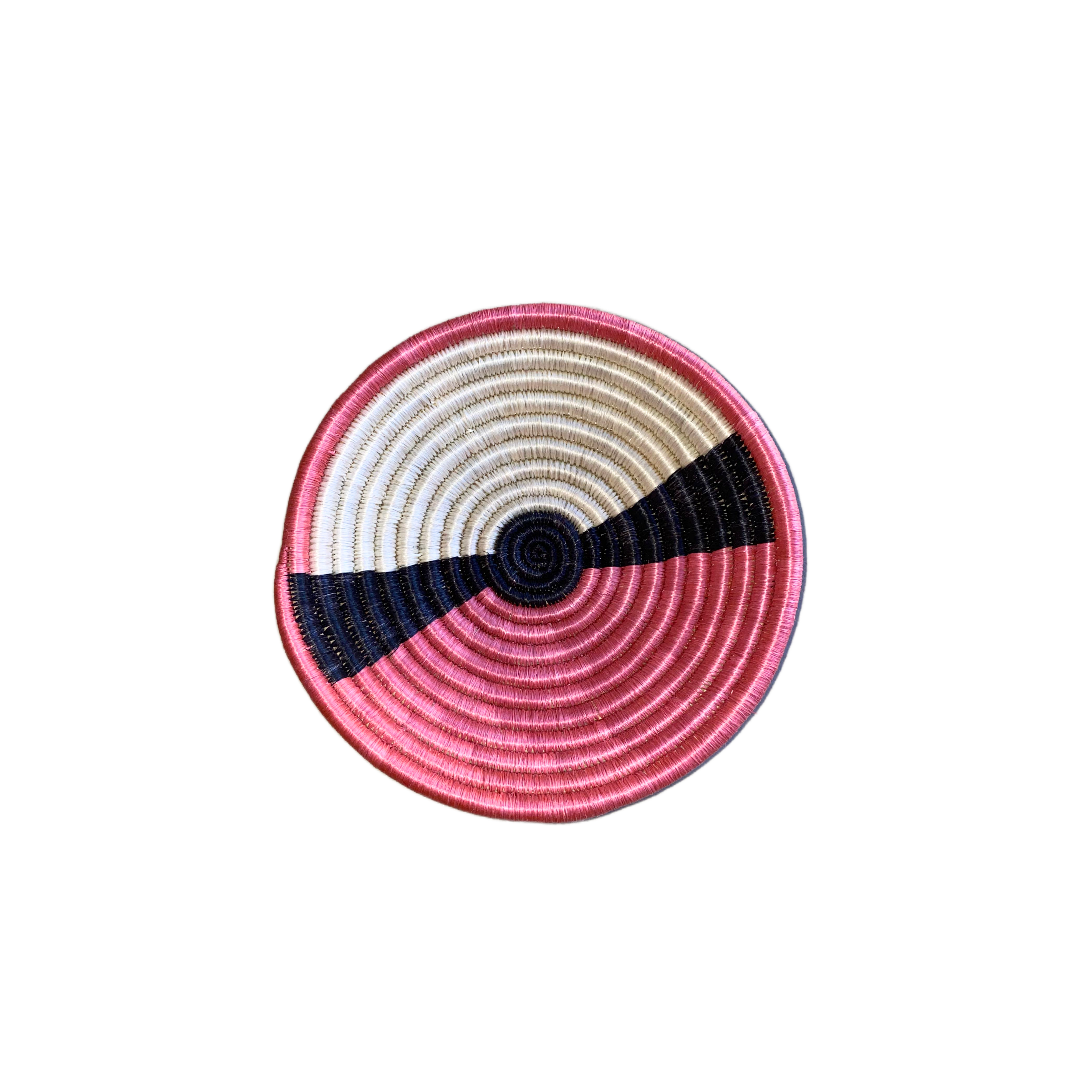Small Handwoven Rwandan Basket - Colour Patterns (19cm)