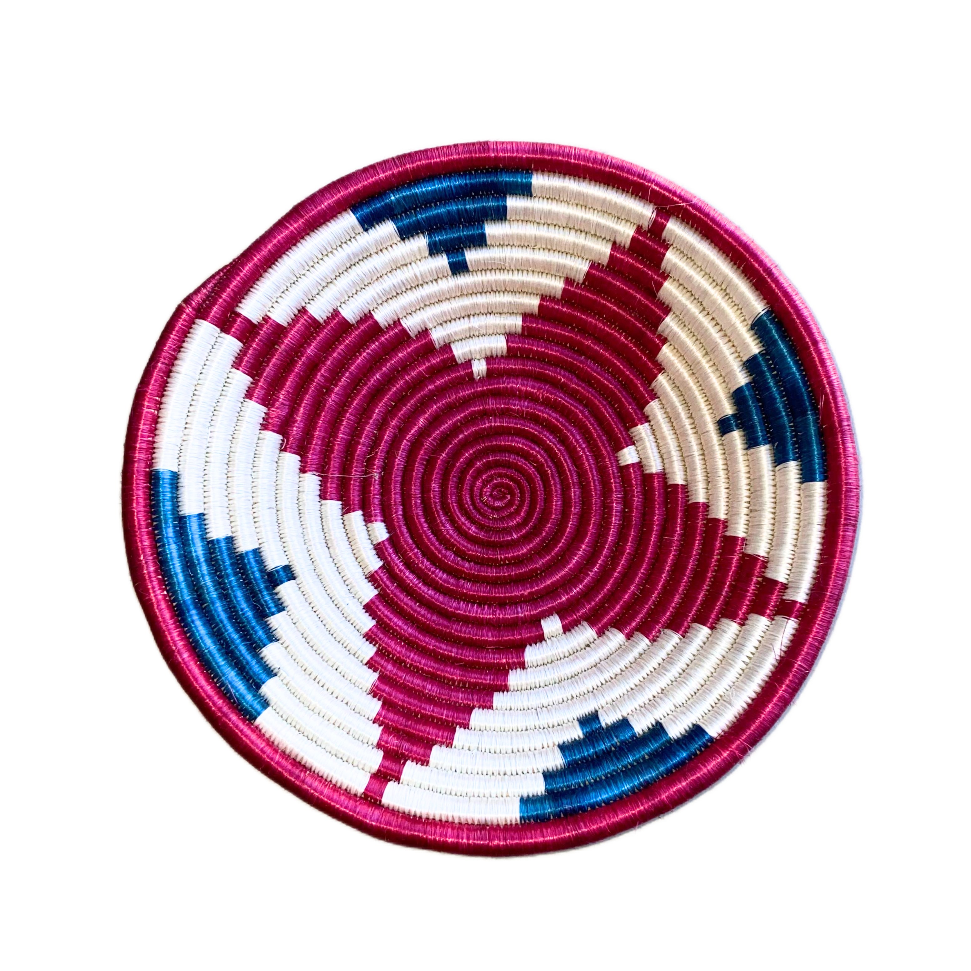 Large Handwoven Rwandan Basket - Colourful Patterns (28cm)