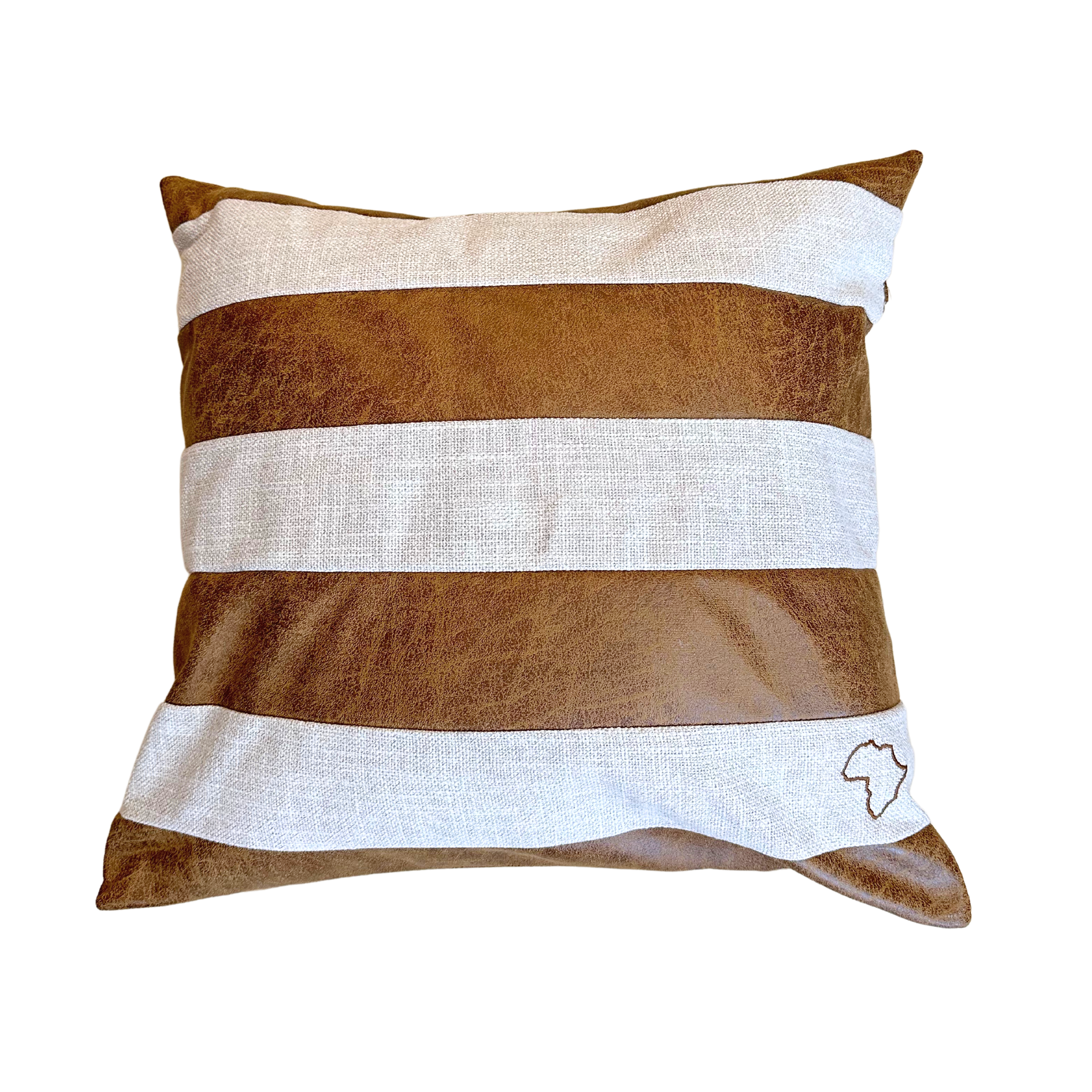 Savannah Striped Leather Cushion Cover 55x55