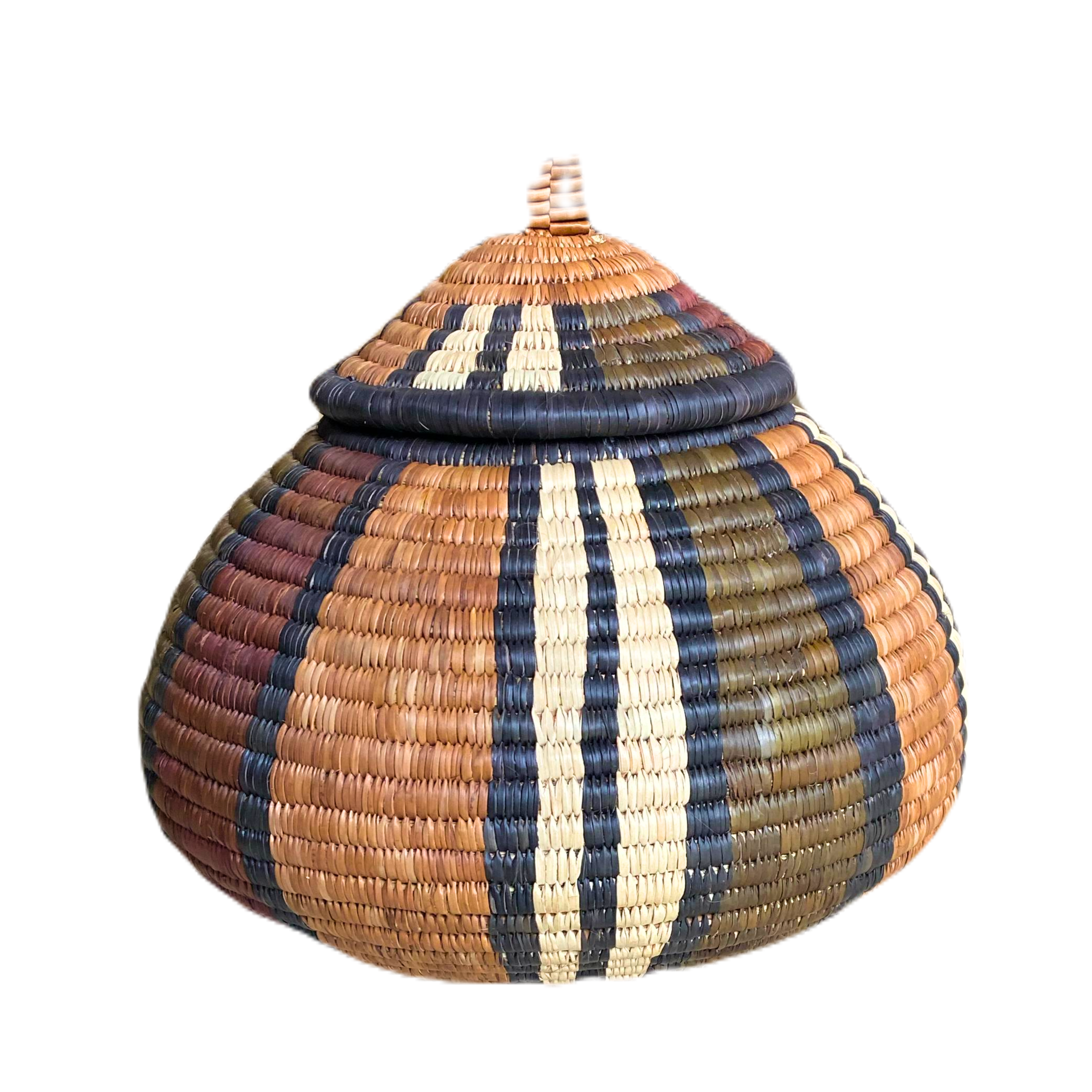 Small Hand Woven Striped Zulu Basket