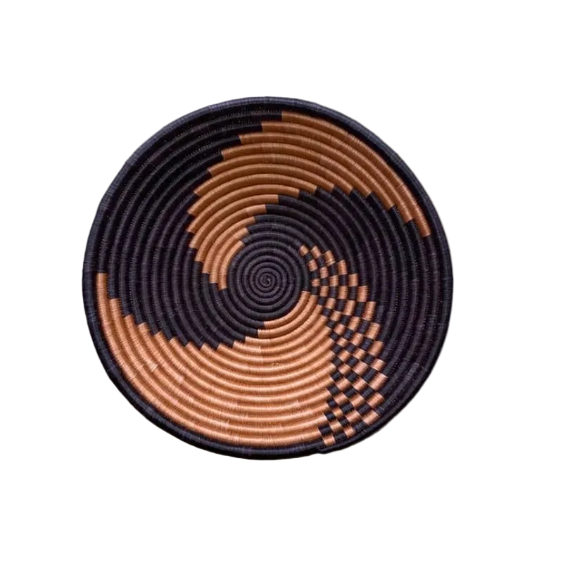 Large Handwoven Rwandan Basket - Colourful Patterns (28cm)