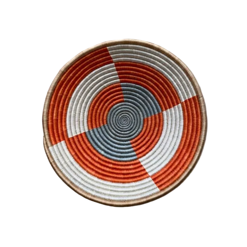 Large Handwoven Rwandan Basket - Colourful Patterns (28cm)