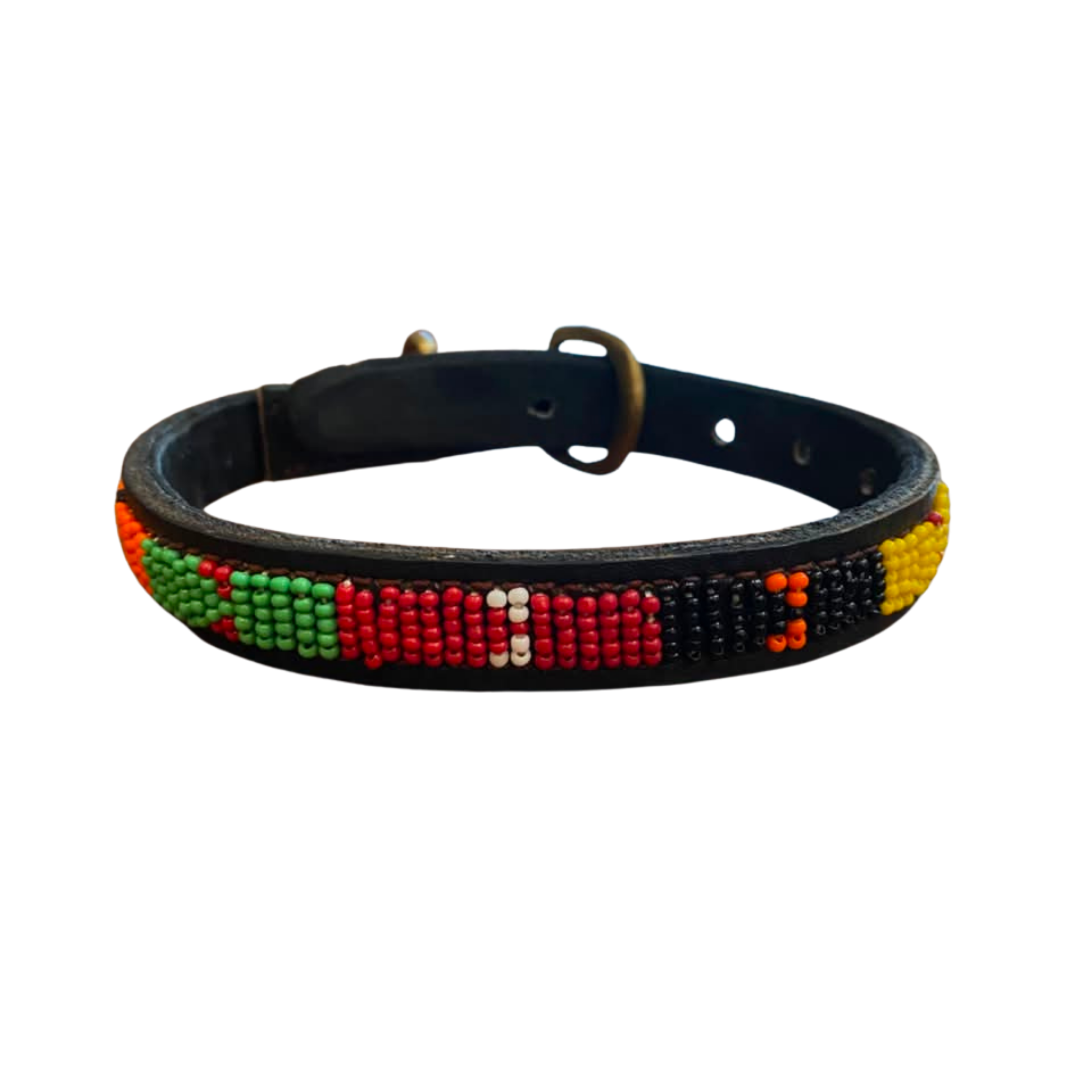 Small Leather Beaded Dog Collar