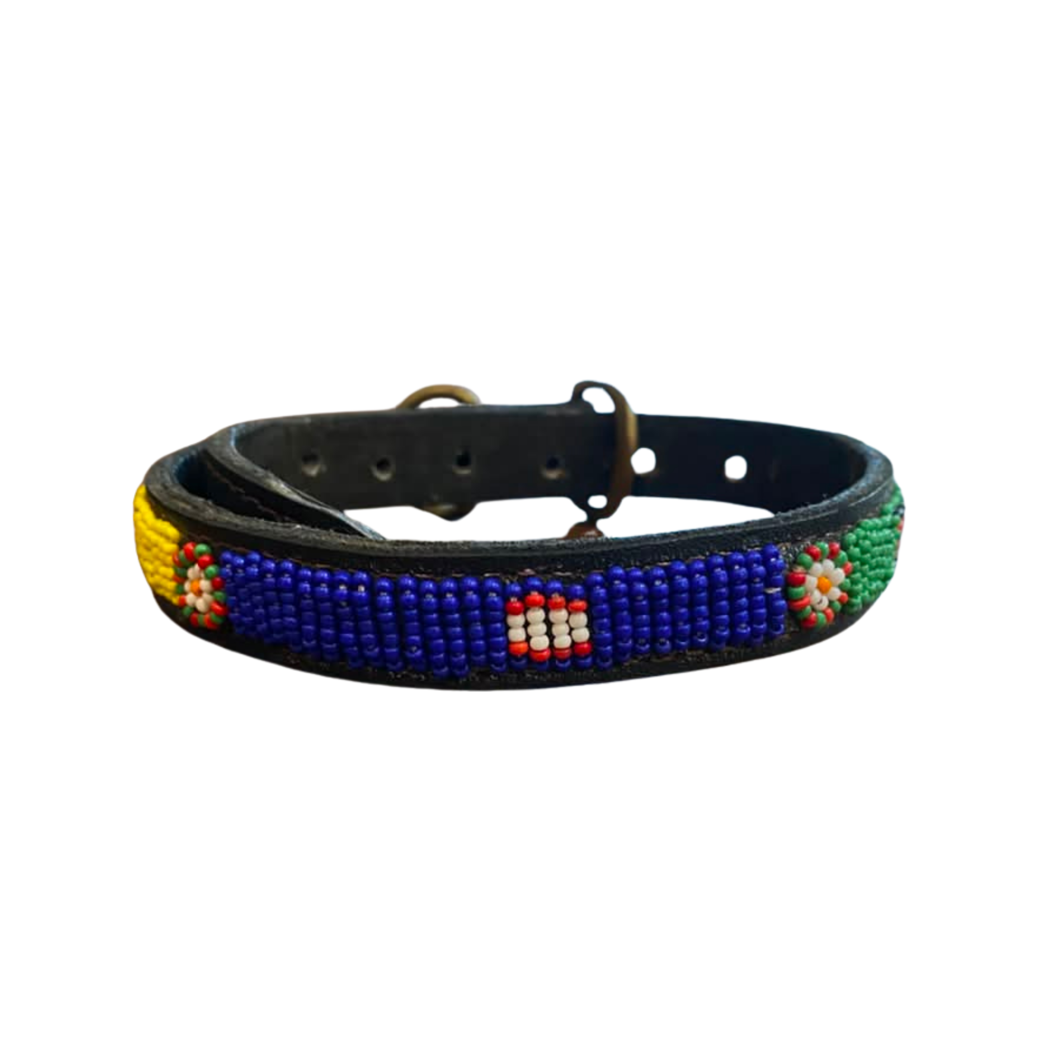 Small Leather Beaded Dog Collar
