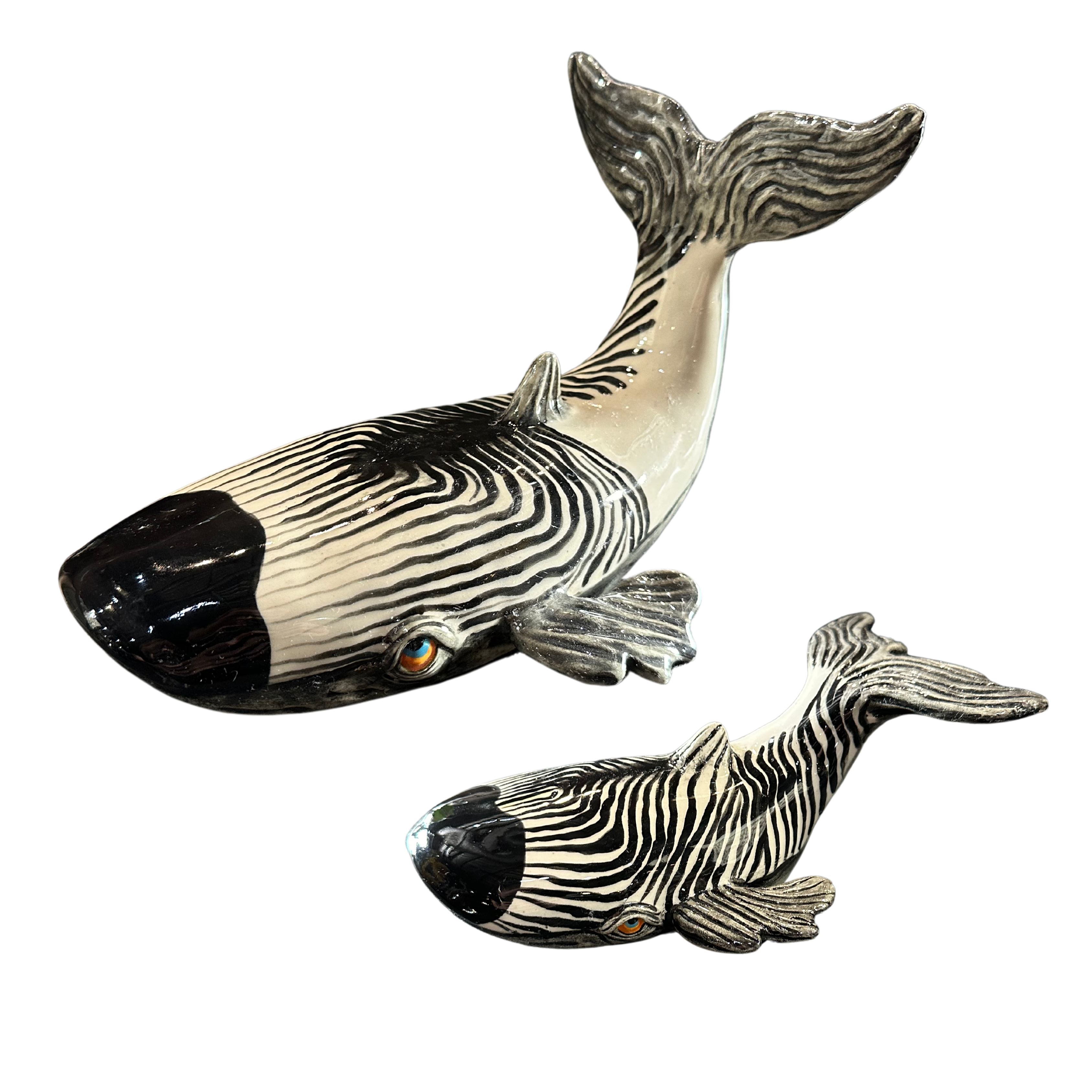 Hand Painted & Moulded Zebra Stripped Whale