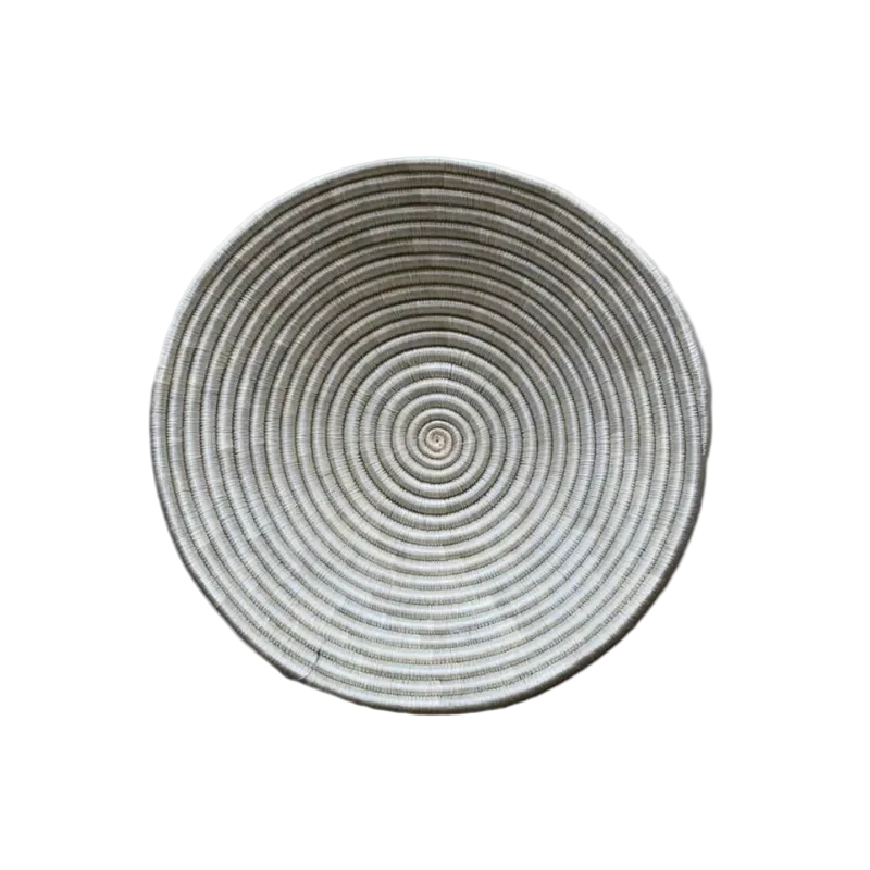 Large Handwoven Rwandan Basket - Black & White Patterns (28cm)