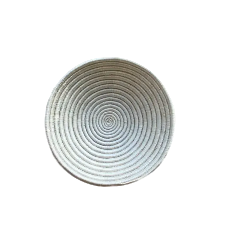 Small Handwoven Rwandan Basket - Beige Patterns (19cm)