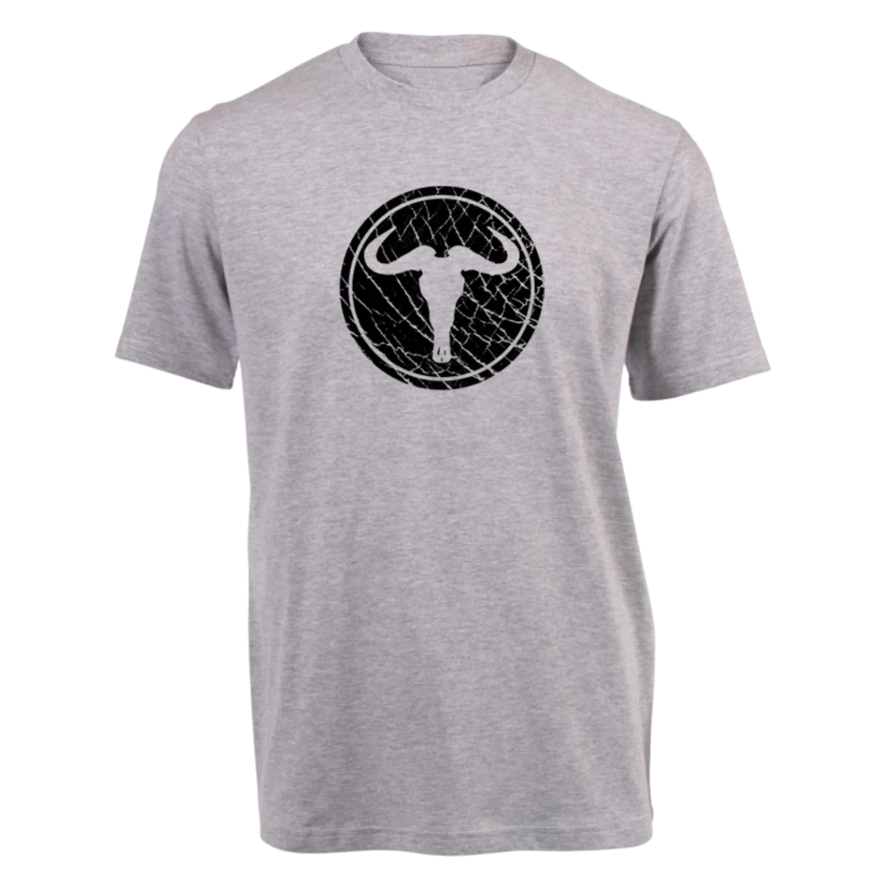 Wildebeest on Elephant Skin T-Shirt - Black On Grey