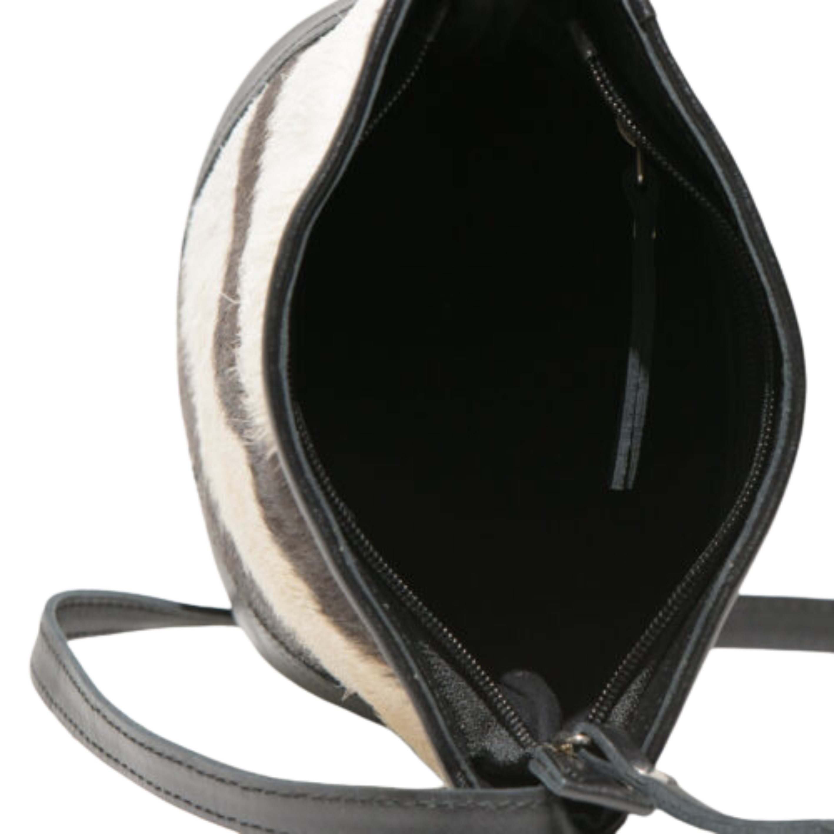 Zebra Leather Black Bucket Crossbody - LuLu