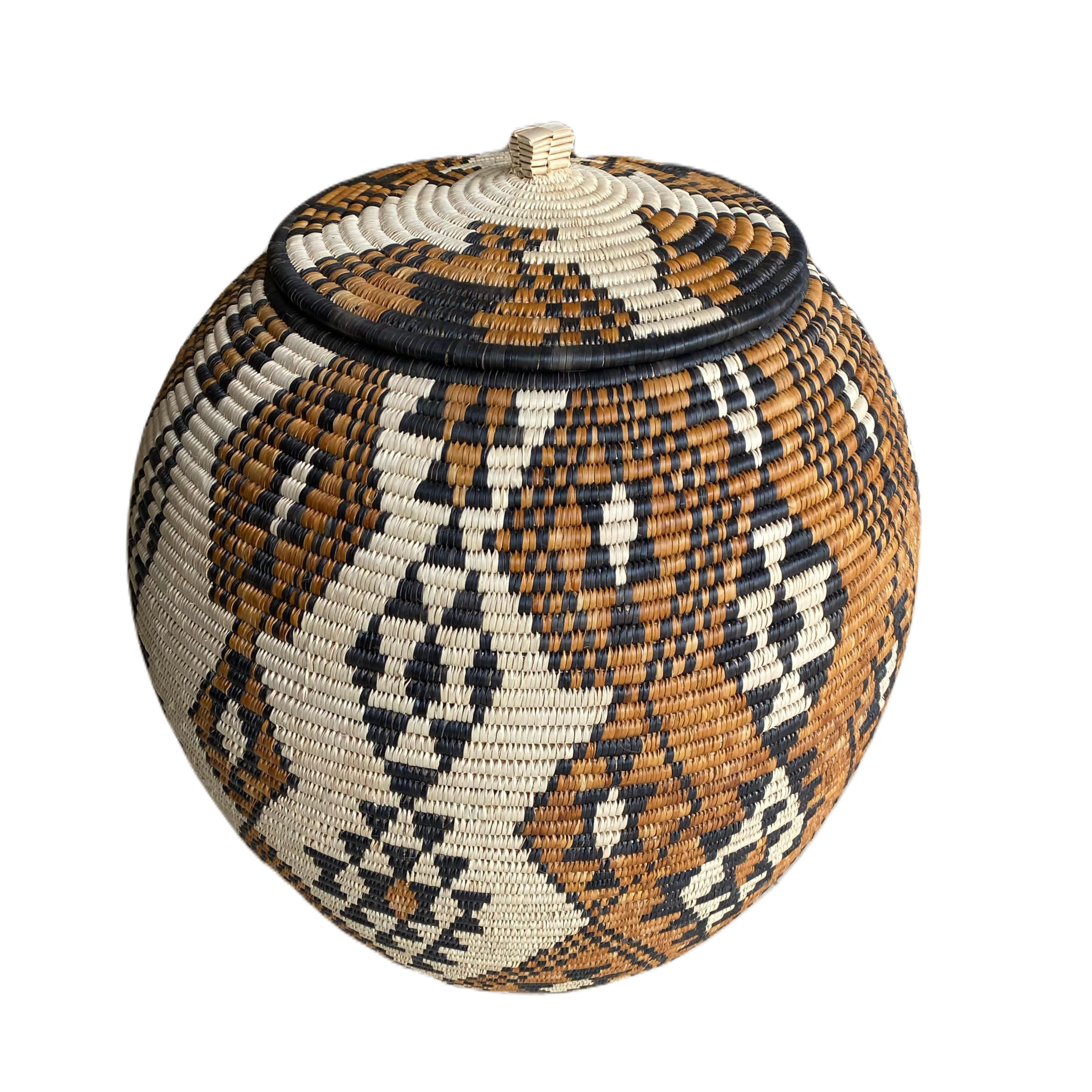 Hand Woven Two Tone Diamond Zulu Marriage Basket - Doncas