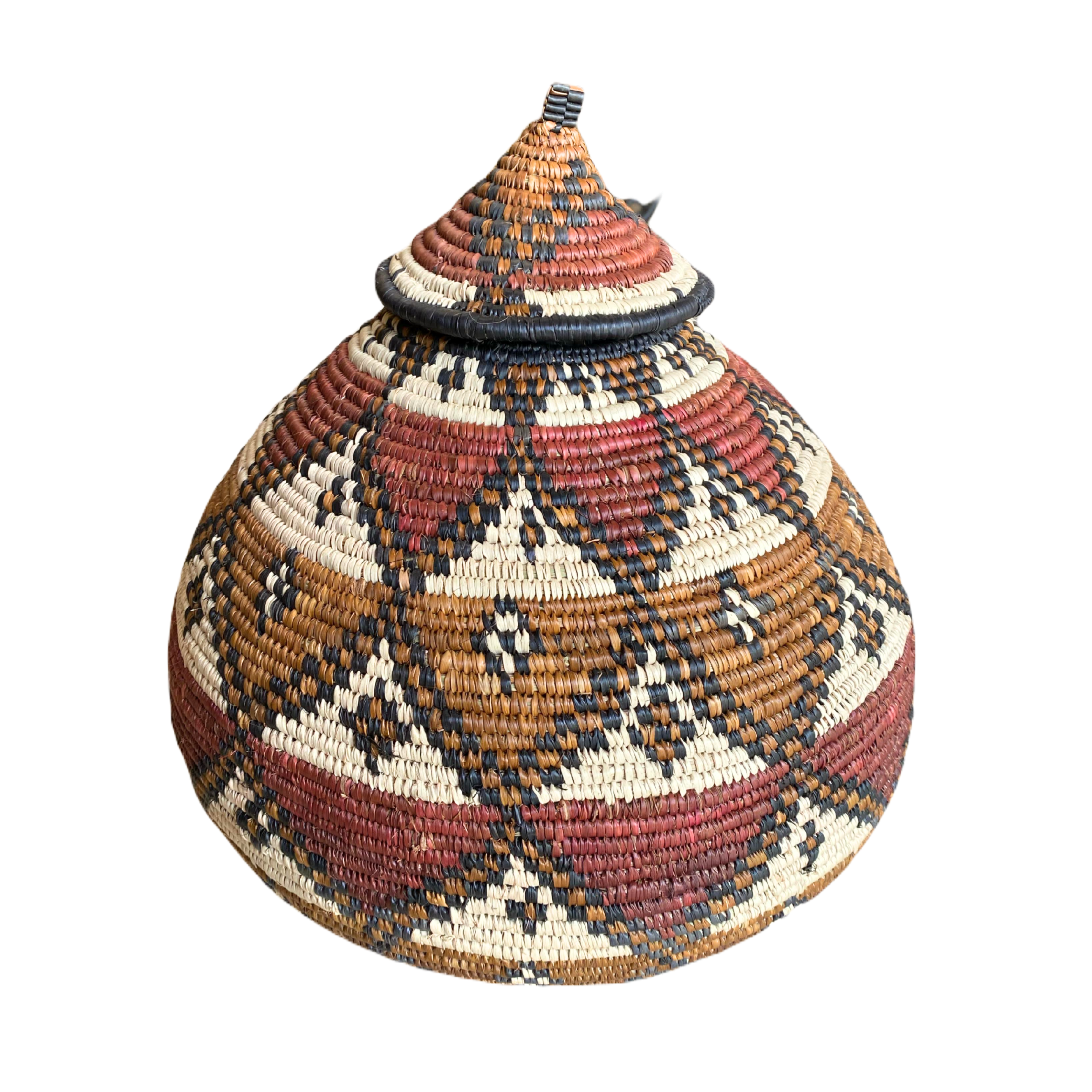 Small Hand Woven Zulu Basket Diamond Shield - Anna