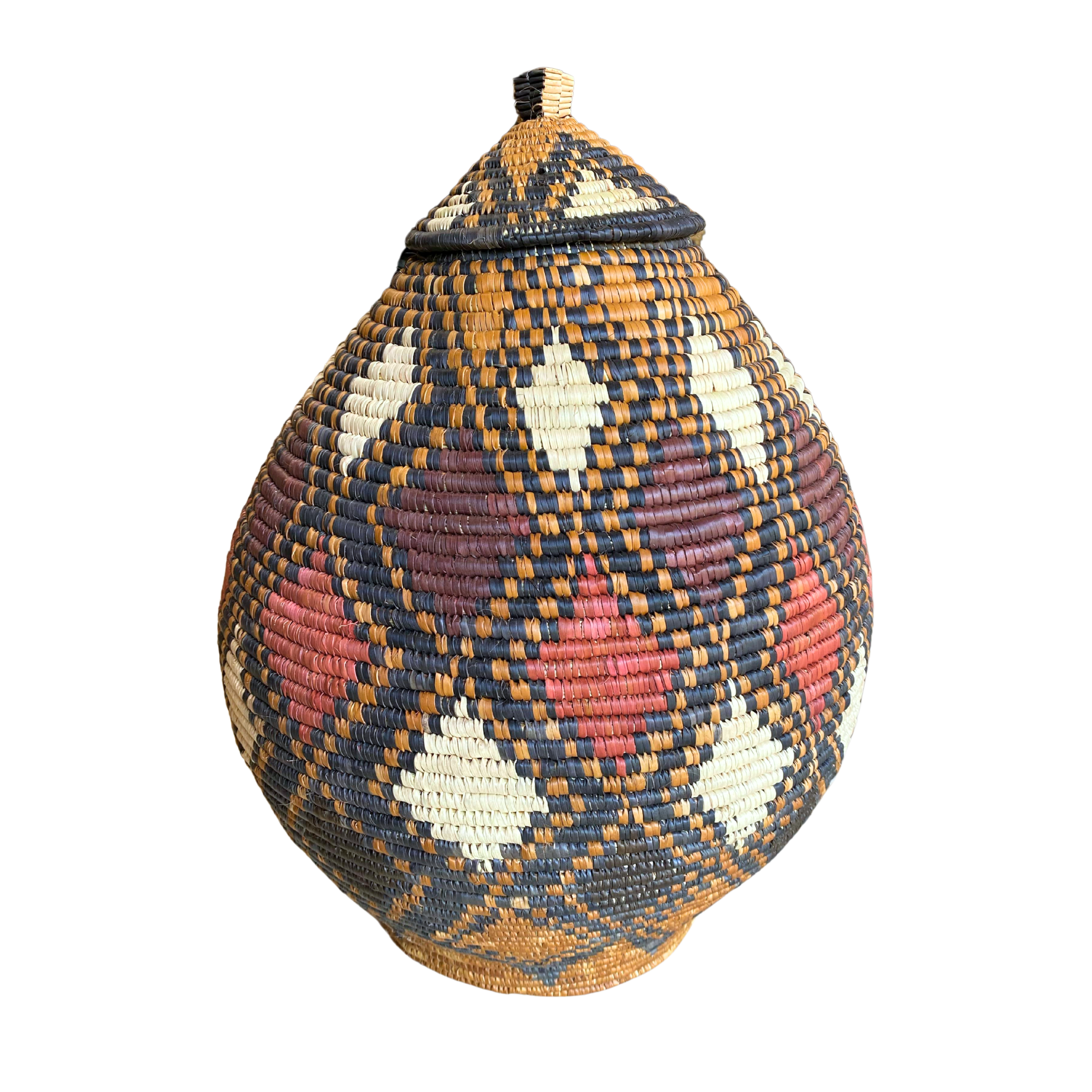 Hand Woven Diamonds Zulu Reed Basket - Londie