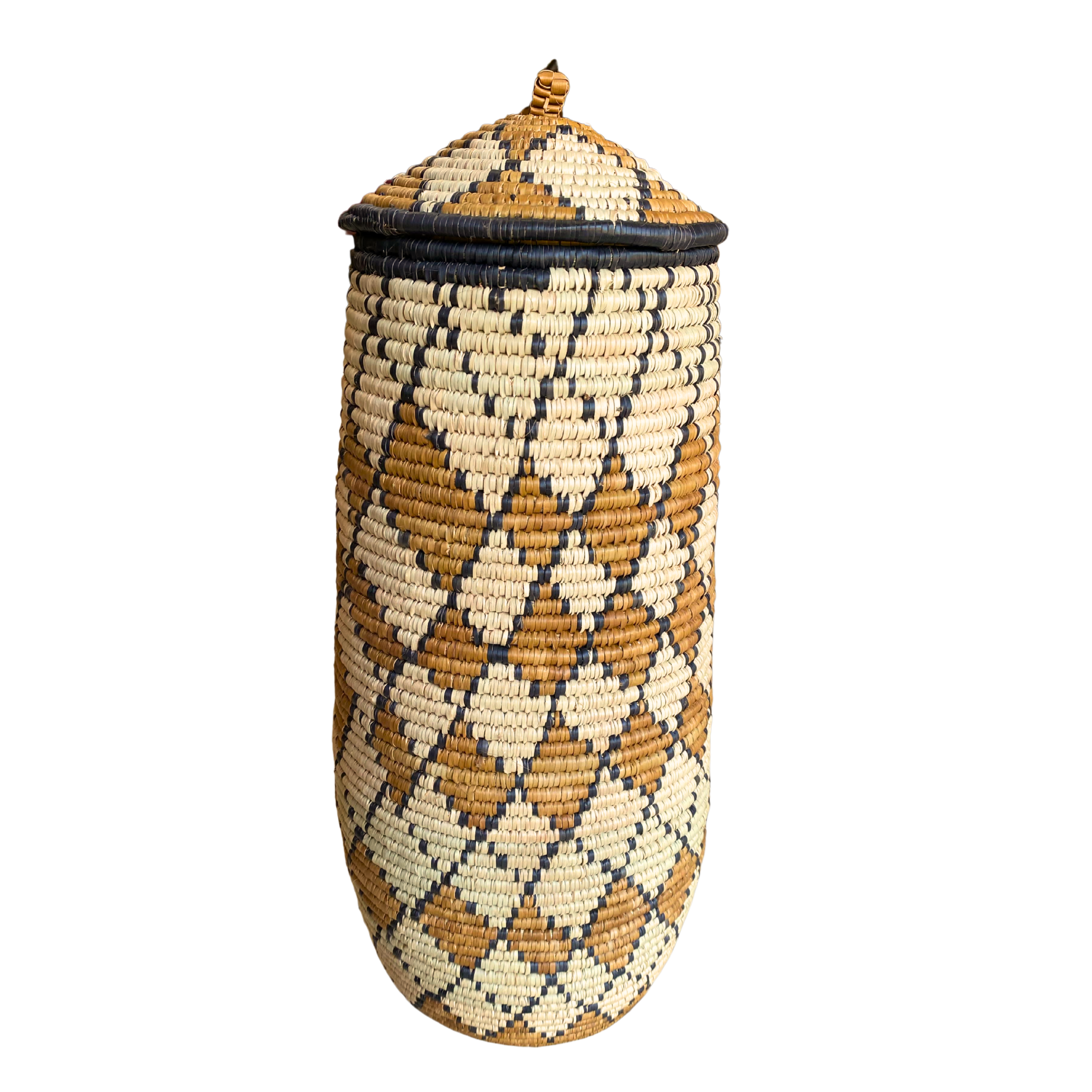 Hand Woven Tall Zulu Diamond Basket - Akana