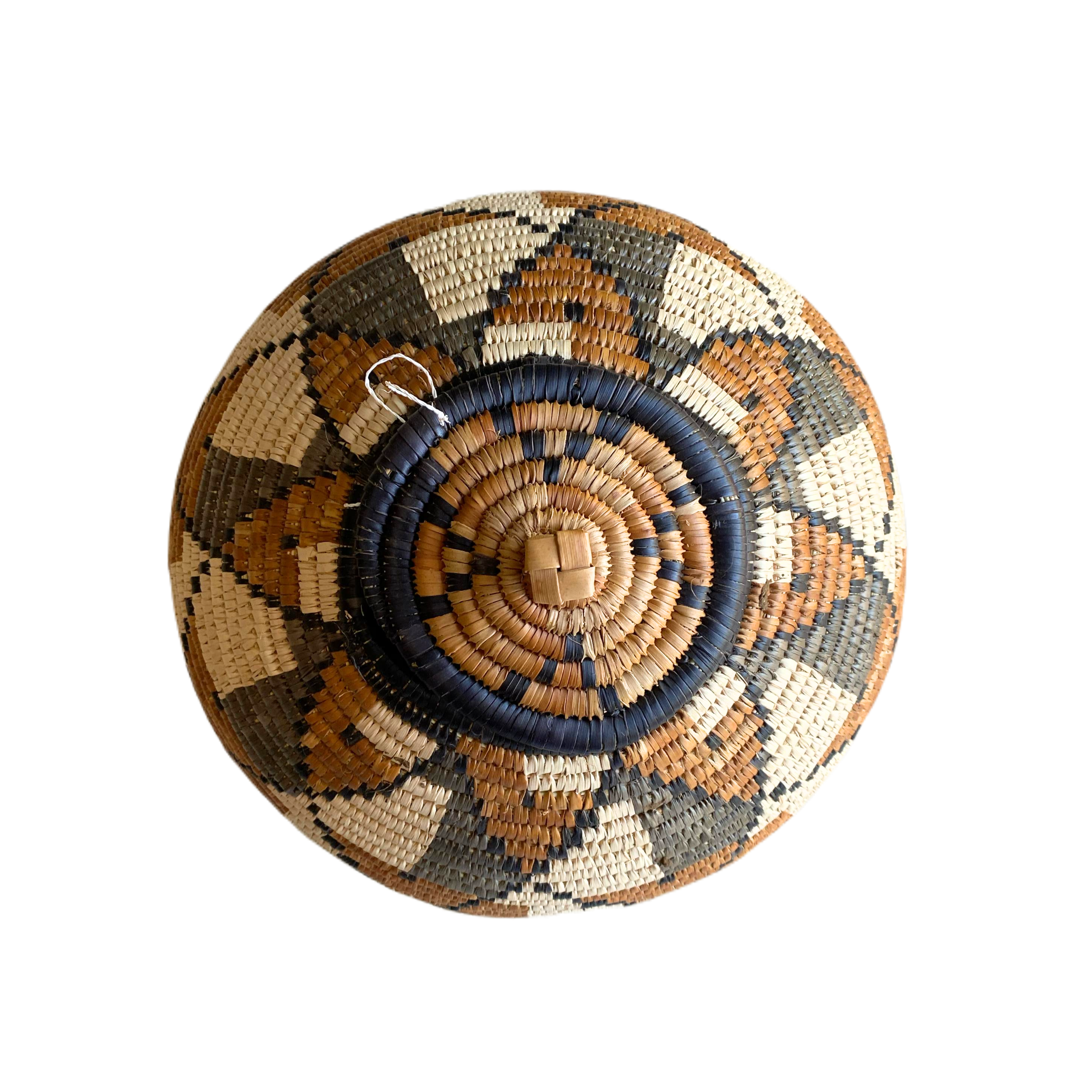 Hand Woven Geometric Diamond Basket (Brown; Grey & Cream)