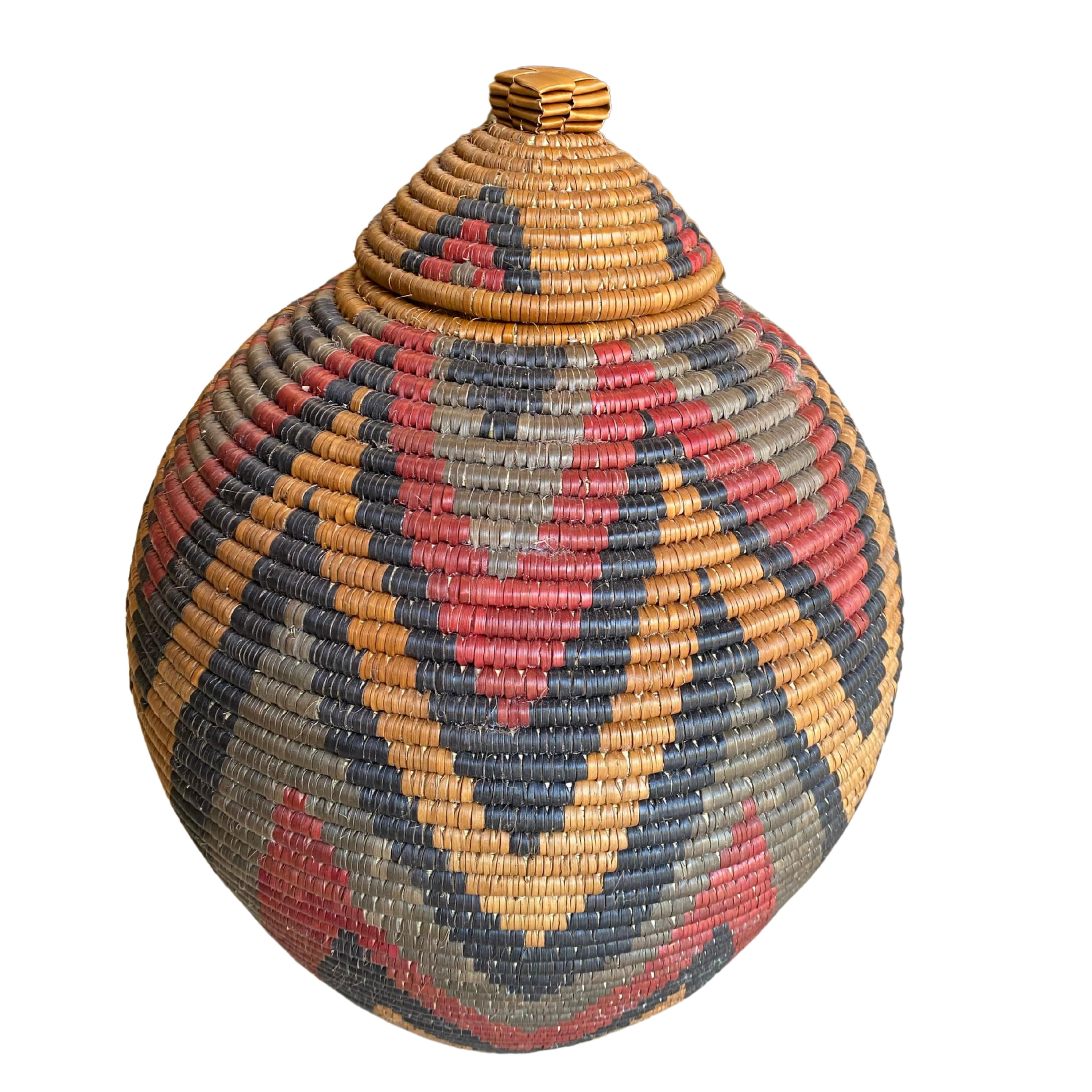 Hand Woven Zig Zag Flower Basket (Brown; Grey; Burgundy & Black)