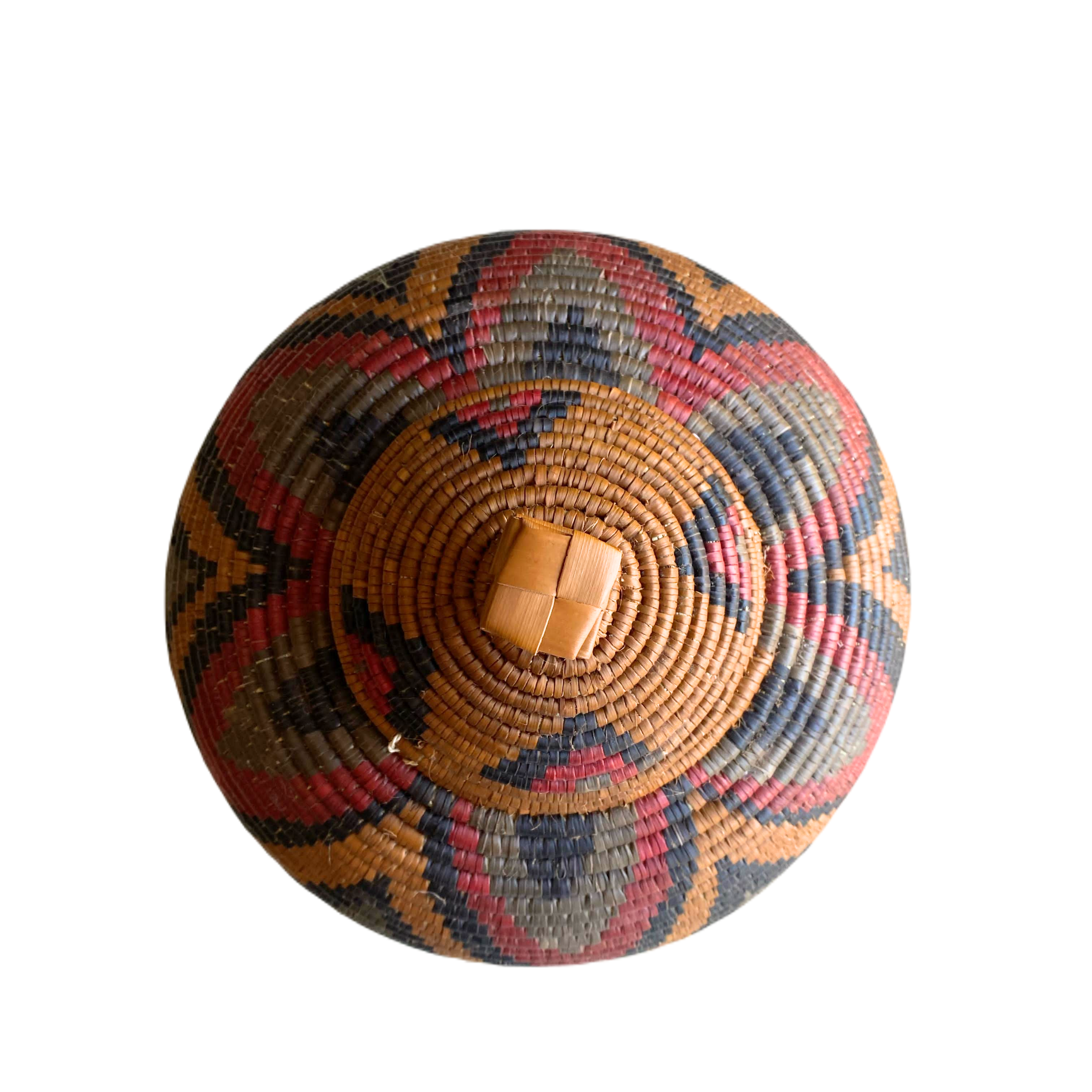 Hand Woven Zig Zag Flower Basket (Brown; Grey; Burgundy & Black)