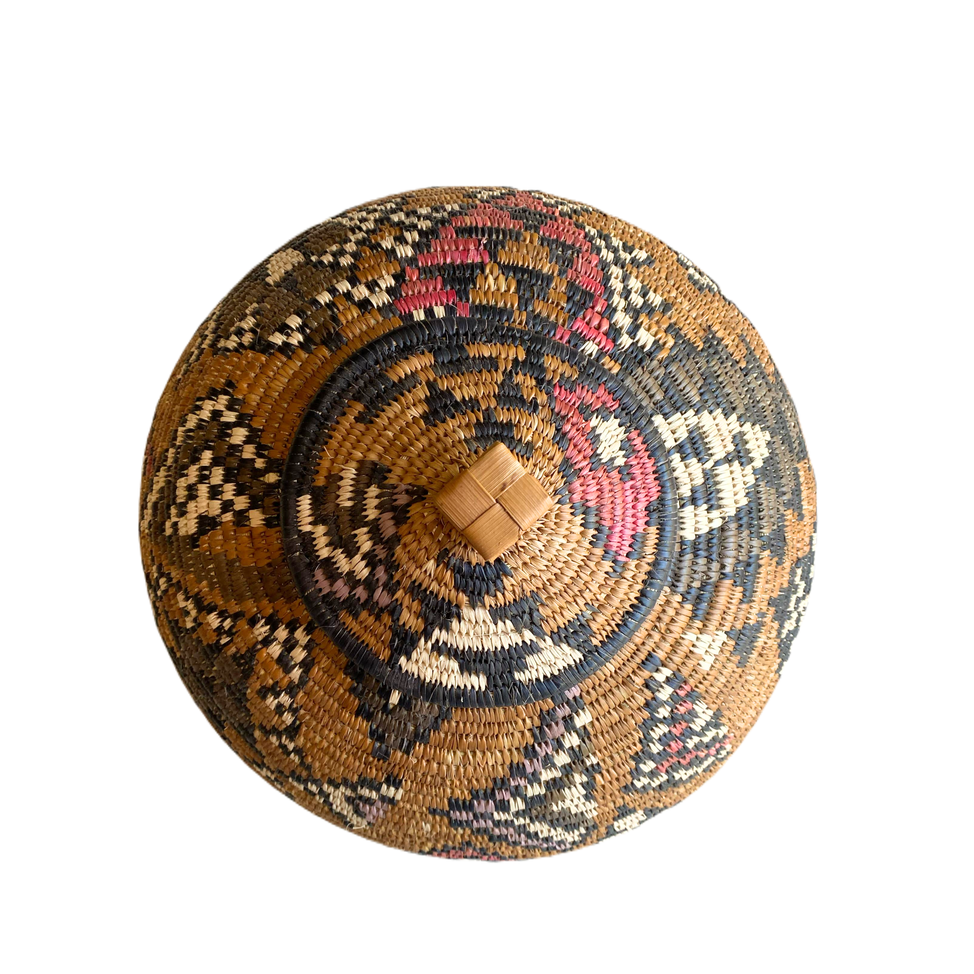Hand Woven Fat Lady Marriage Zulu Basket (Brown; Red & Black)