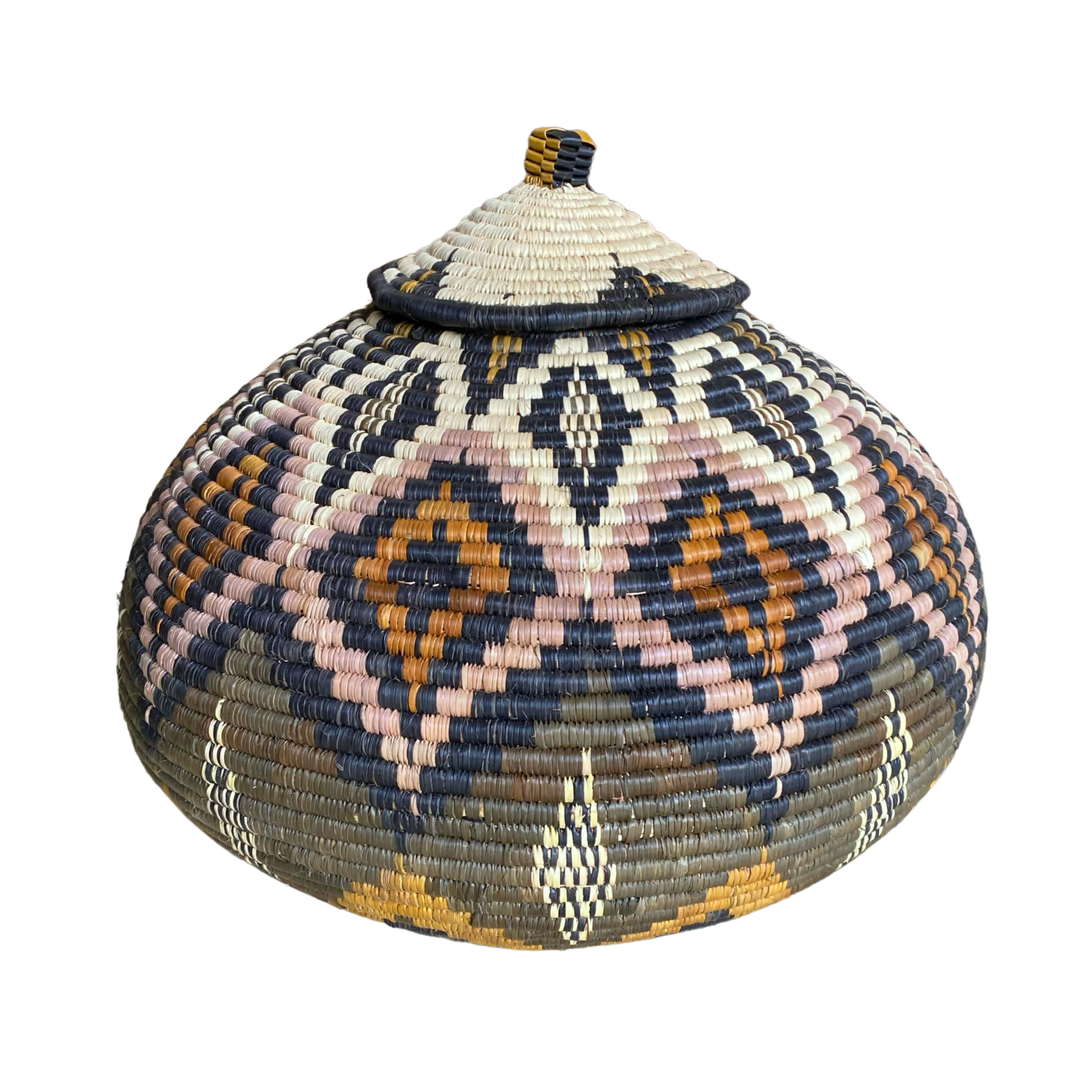 Hand Woven Diamond Cat Eyes Zulu Reed Basket - Simdan