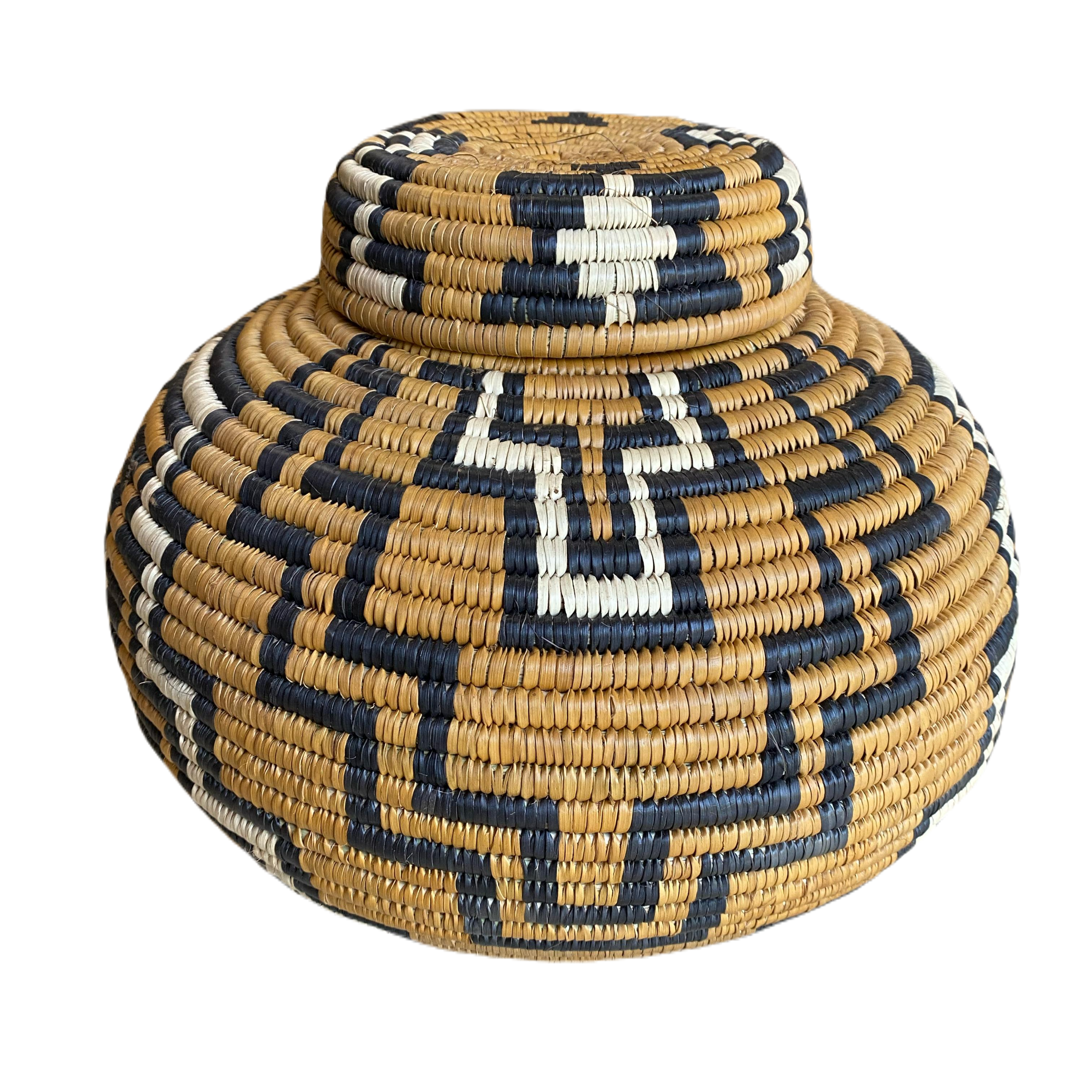 Hand Woven Zulu Marriage Basket - Hlangwe