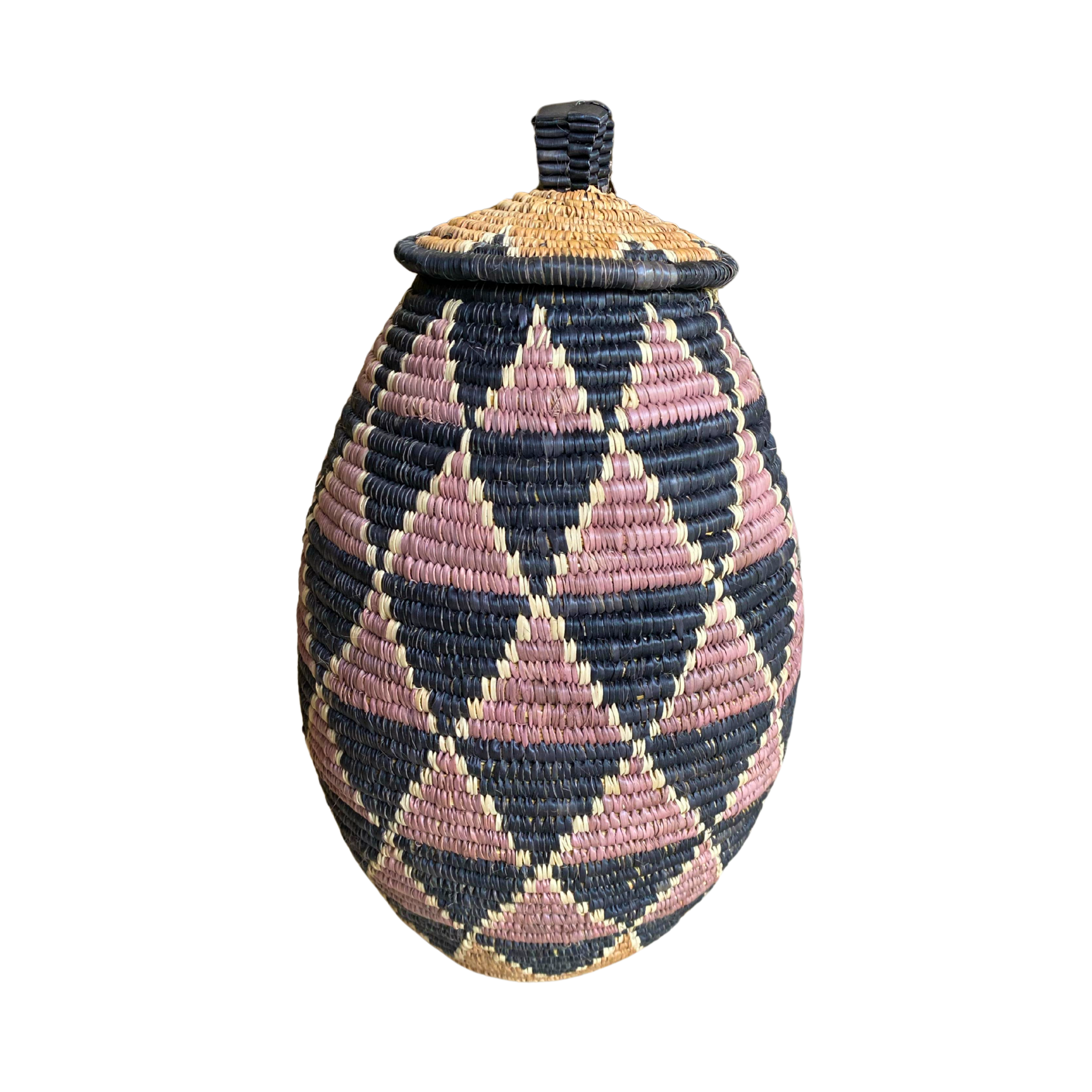 Small Hand Woven Zulu Half Diamonds Basket - Cindie