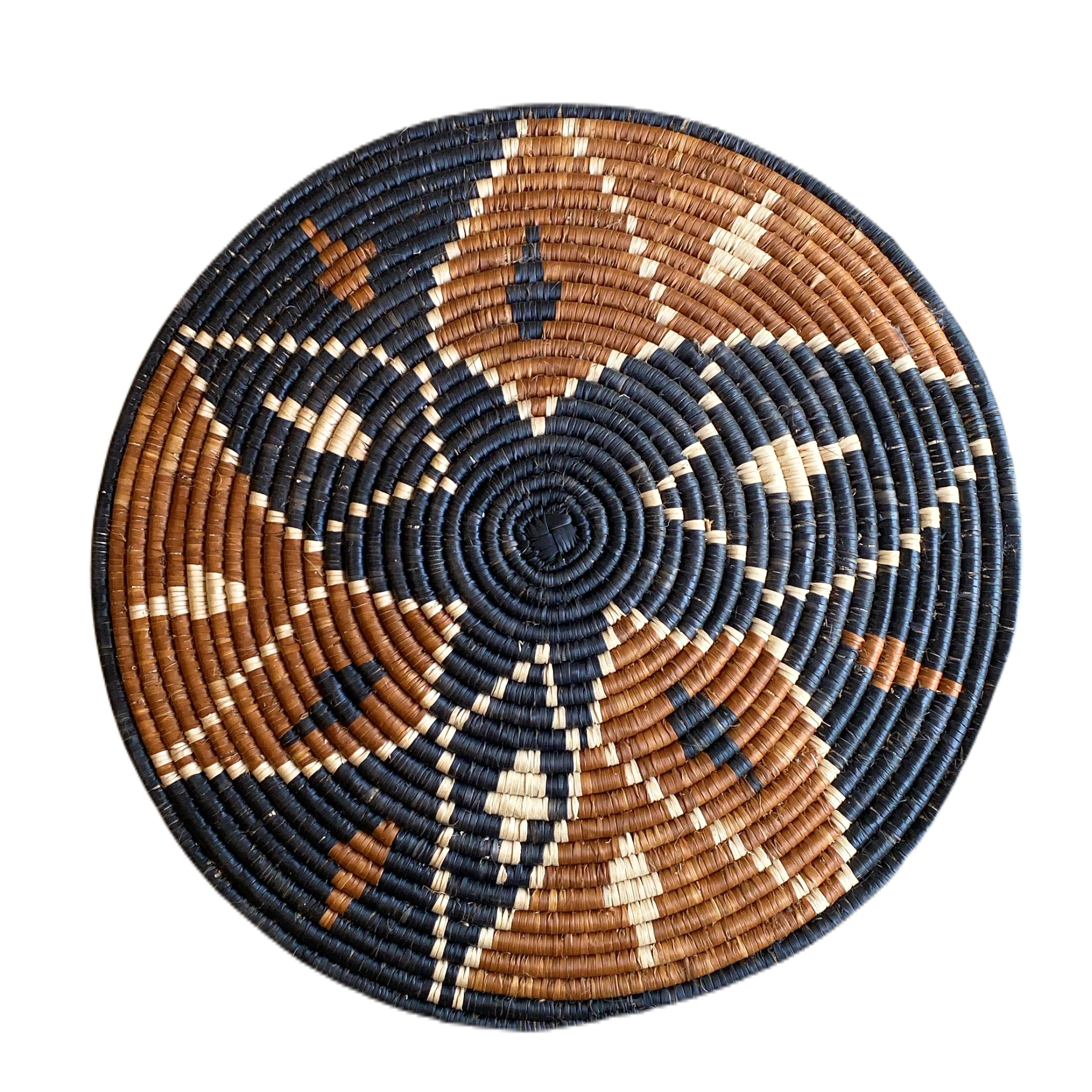 Small Hand Weaved Wall Ornament (Black & Brown Shield)