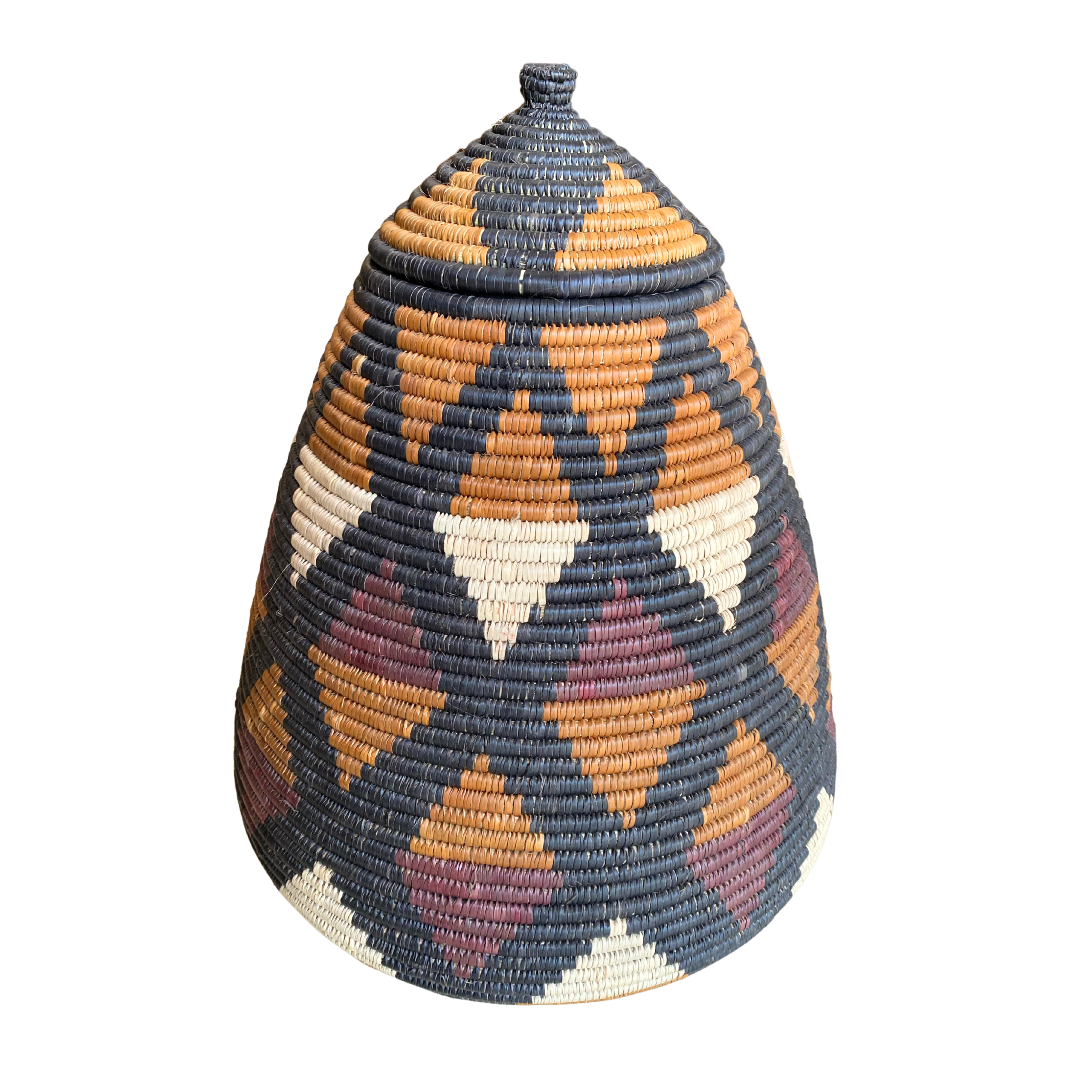 Hand Woven Diamond Basket (Burgundy; Cream; Brown & Black)