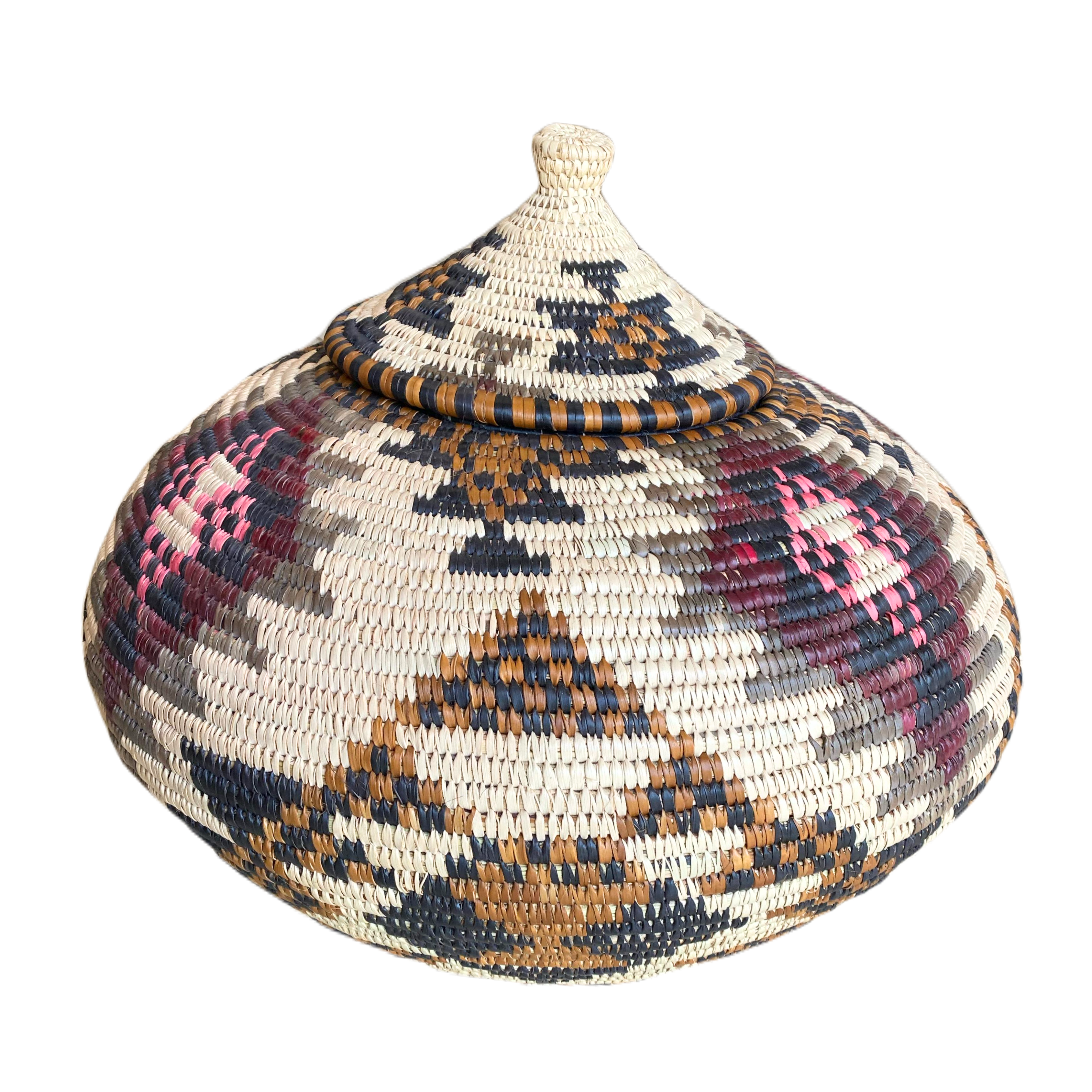 Zulu Hand Woven Reed Basket - The Pink Lady