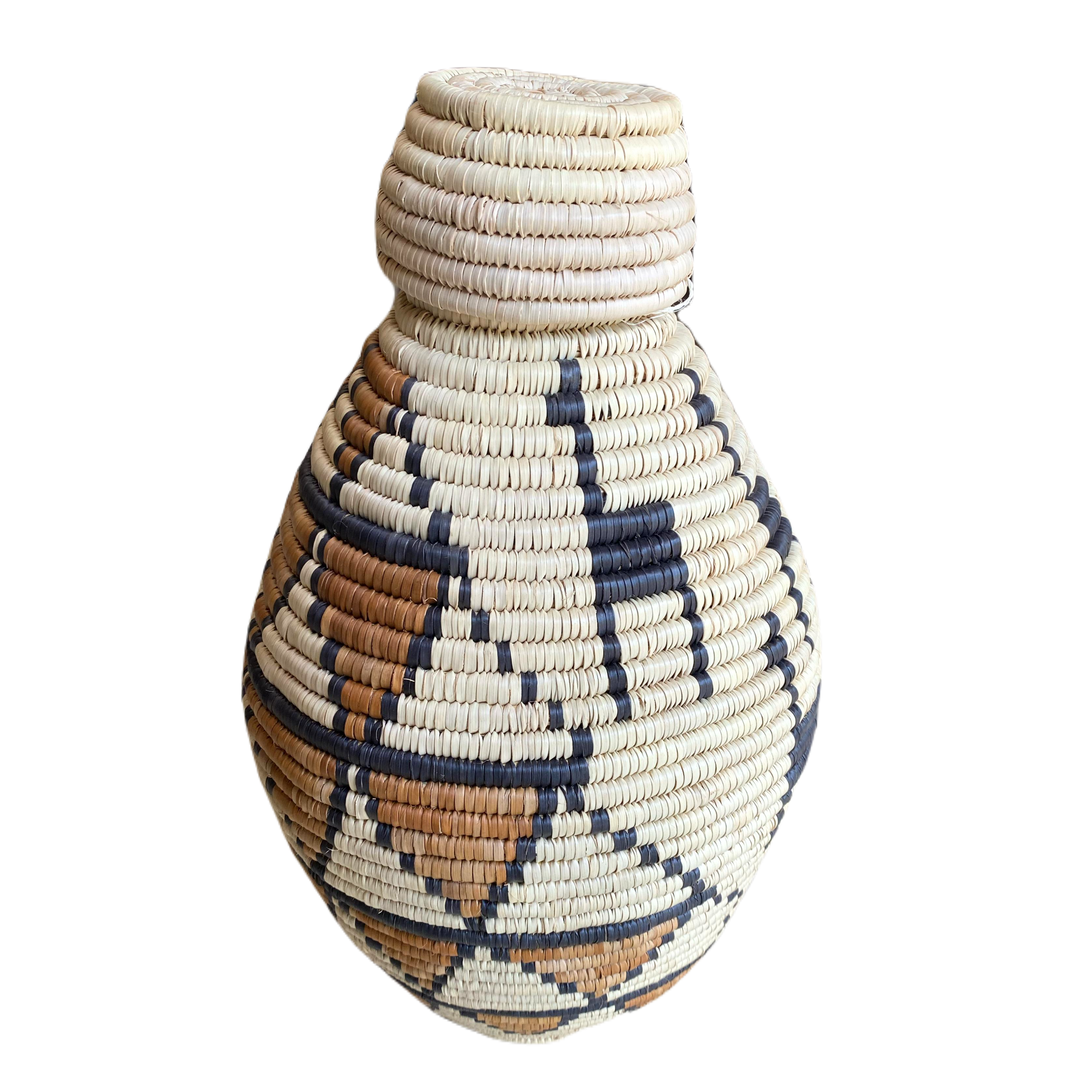 Small Hand Woven Giraffe Basket (Cream & Black)