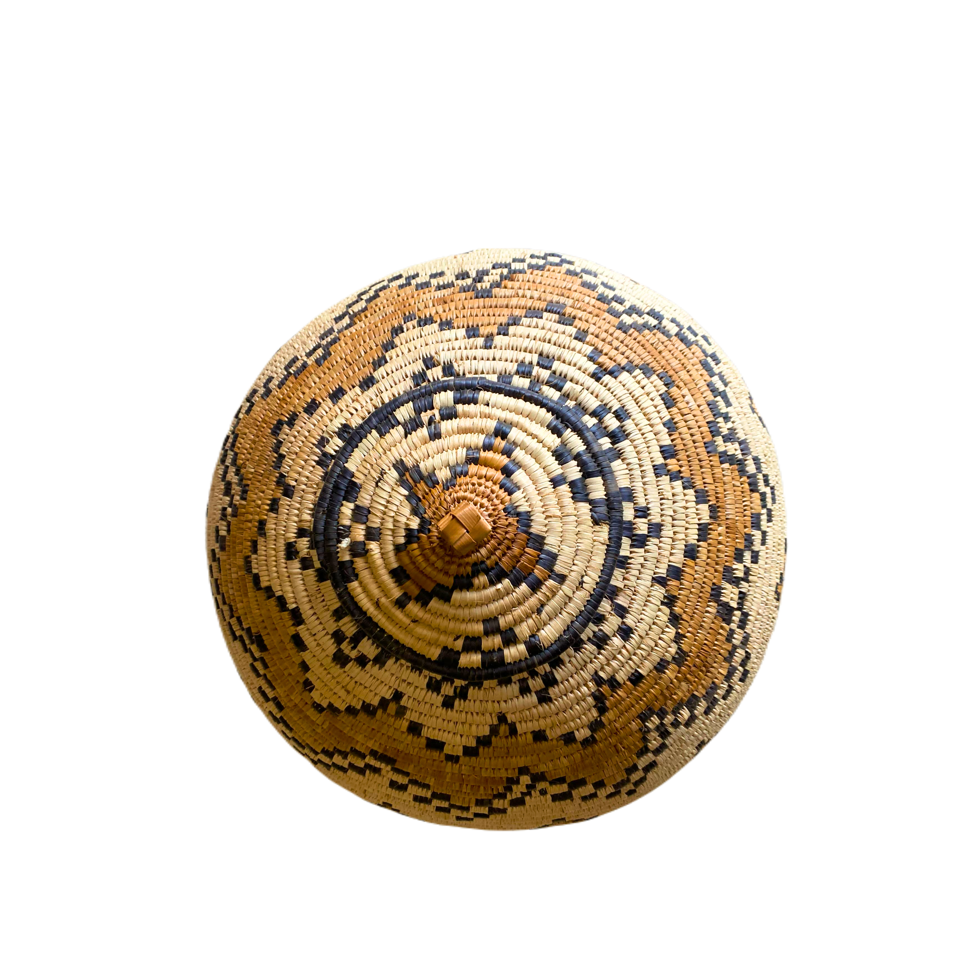 Hand Woven Two Tone Zig Zag Zulu Basket (Beige & Cream)