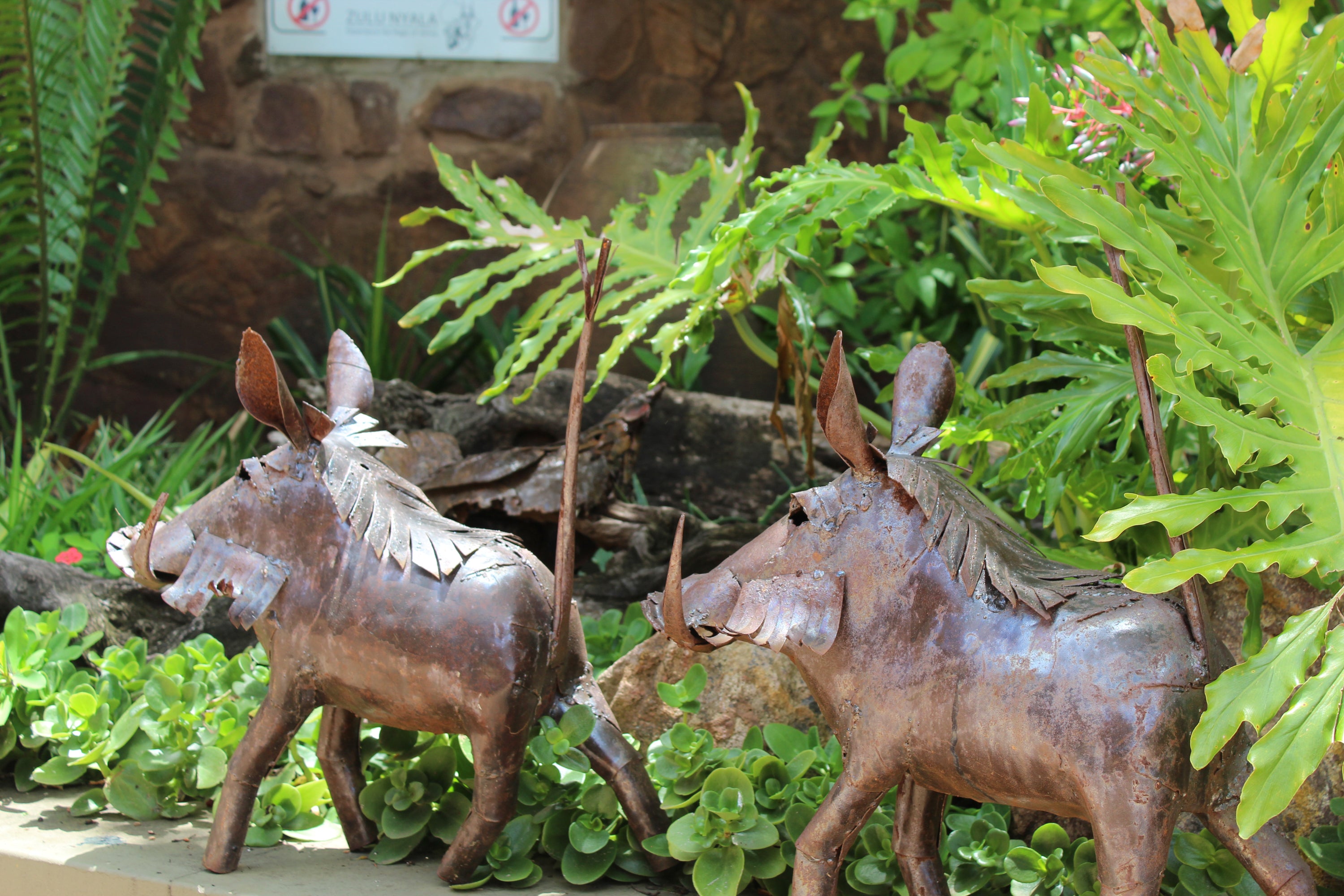 Outdoor Steel Warthog Garden Sculpture