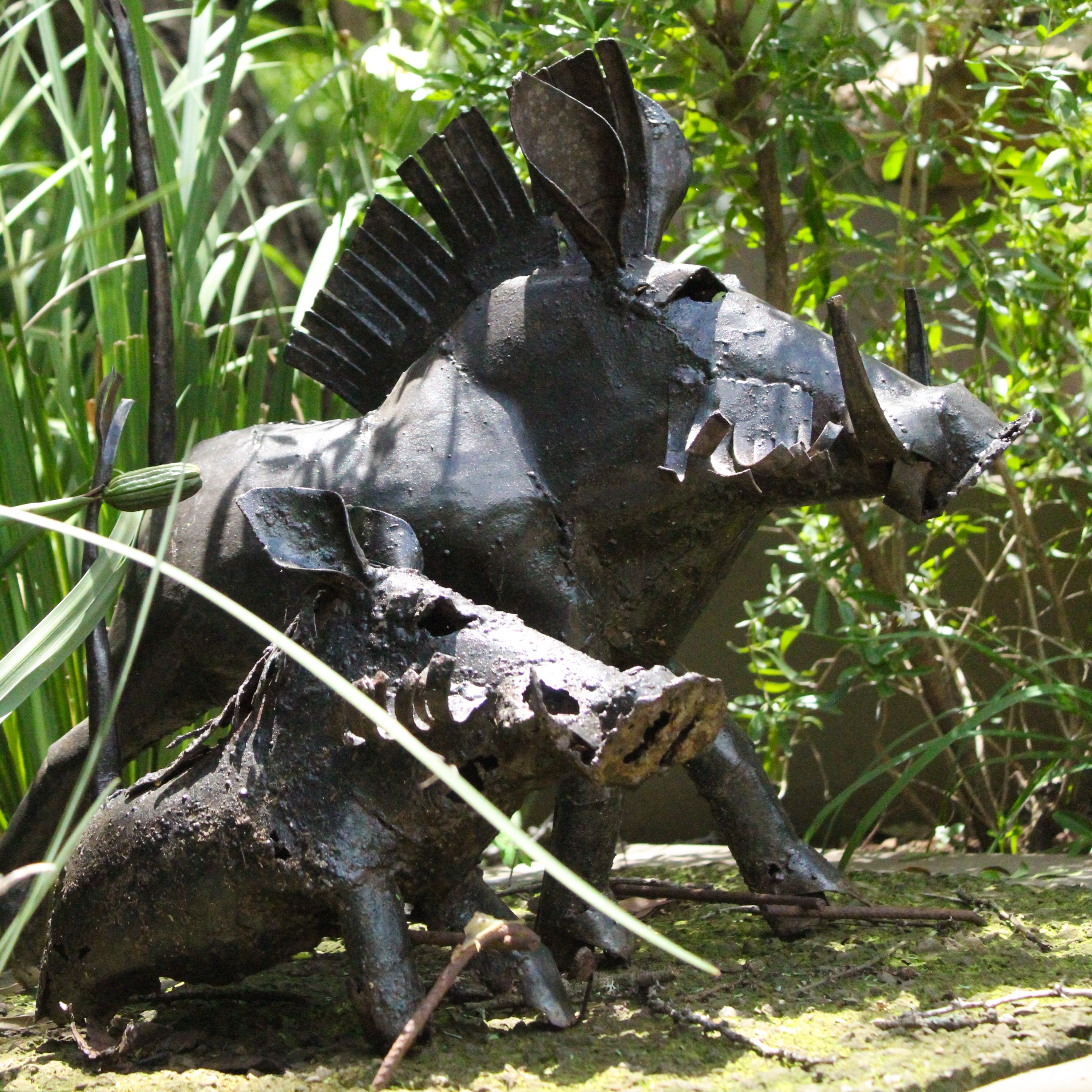 Outdoor Steel Warthog Garden Sculpture
