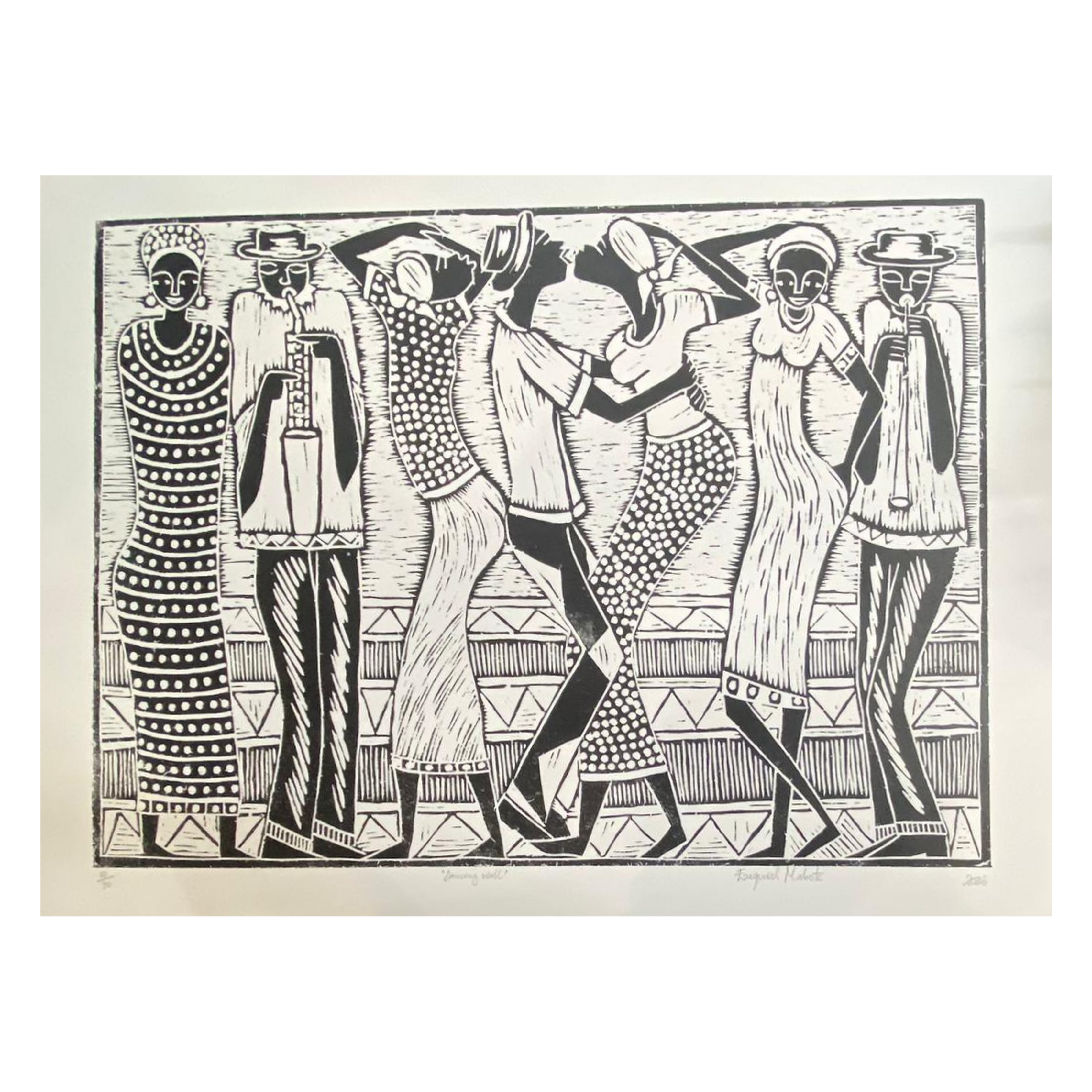 Mabote Art Woodprint Painting - Dancing Wall