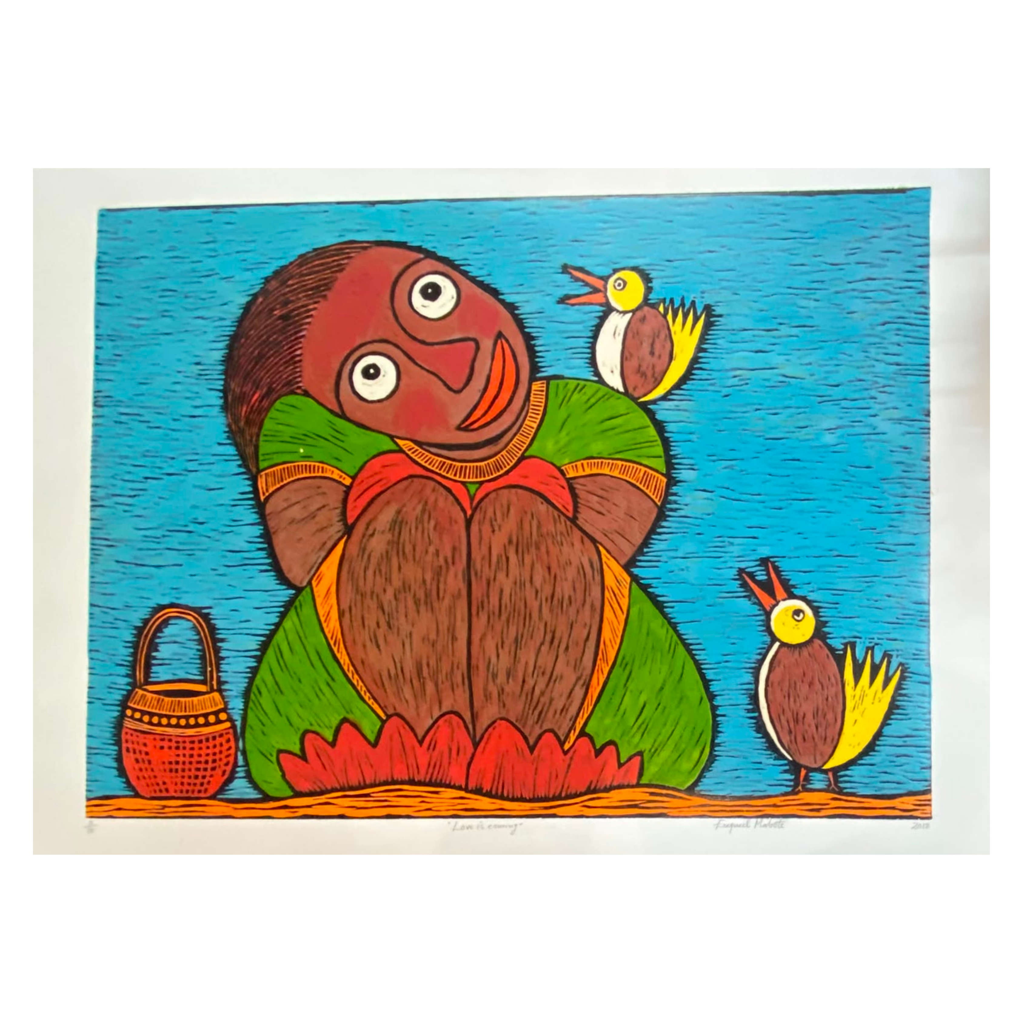 Mabote Art Woodprint Painting - Love Is Coming