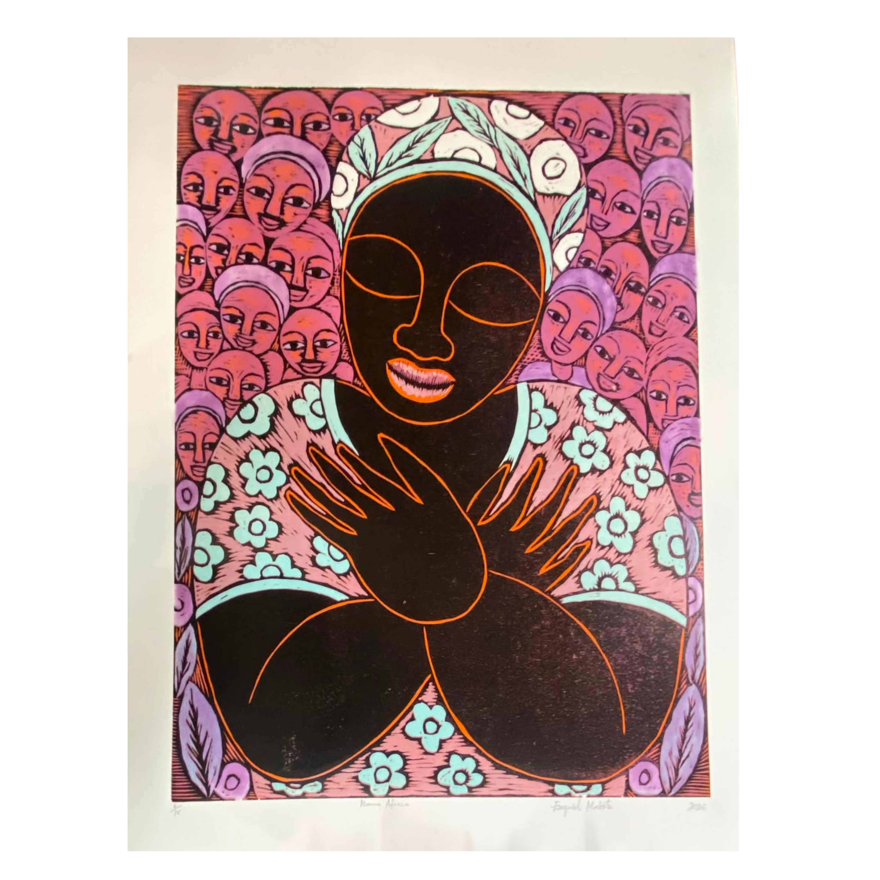 Mabote Art Woodprint Painting - Mama Africa