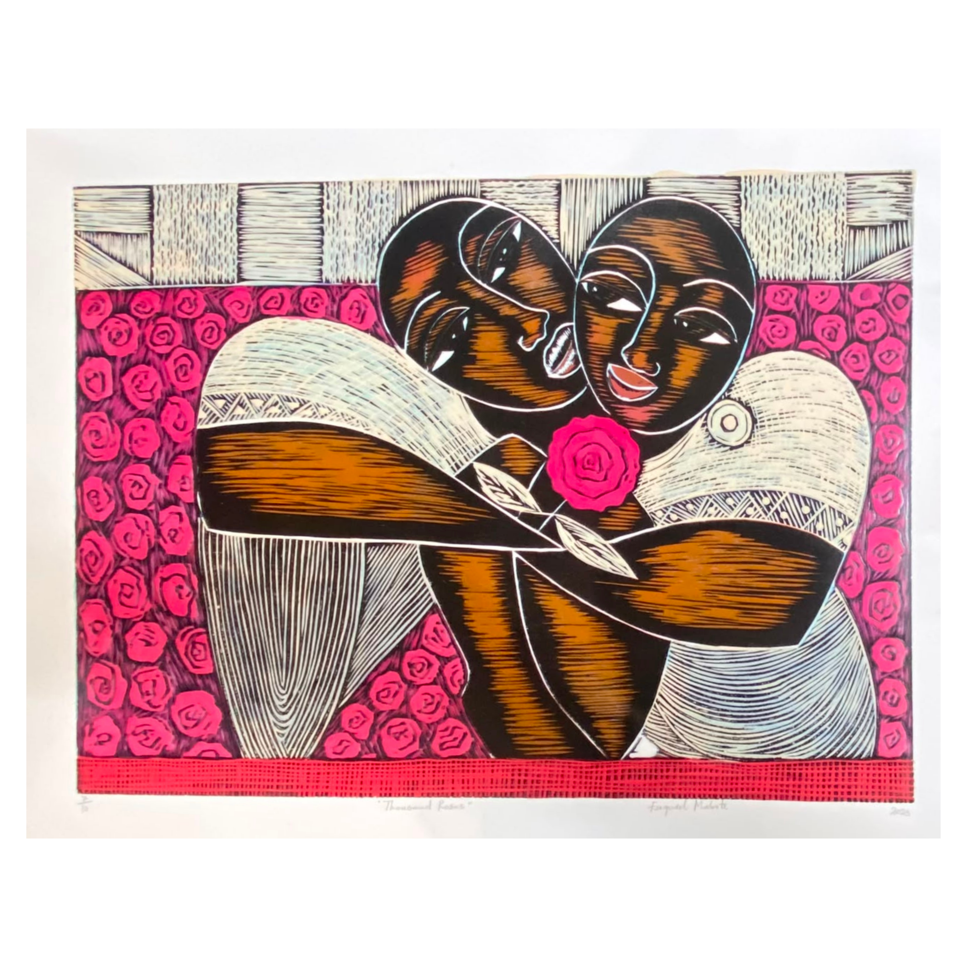 Mabote Art Woodprint Painting - Thousand Roses
