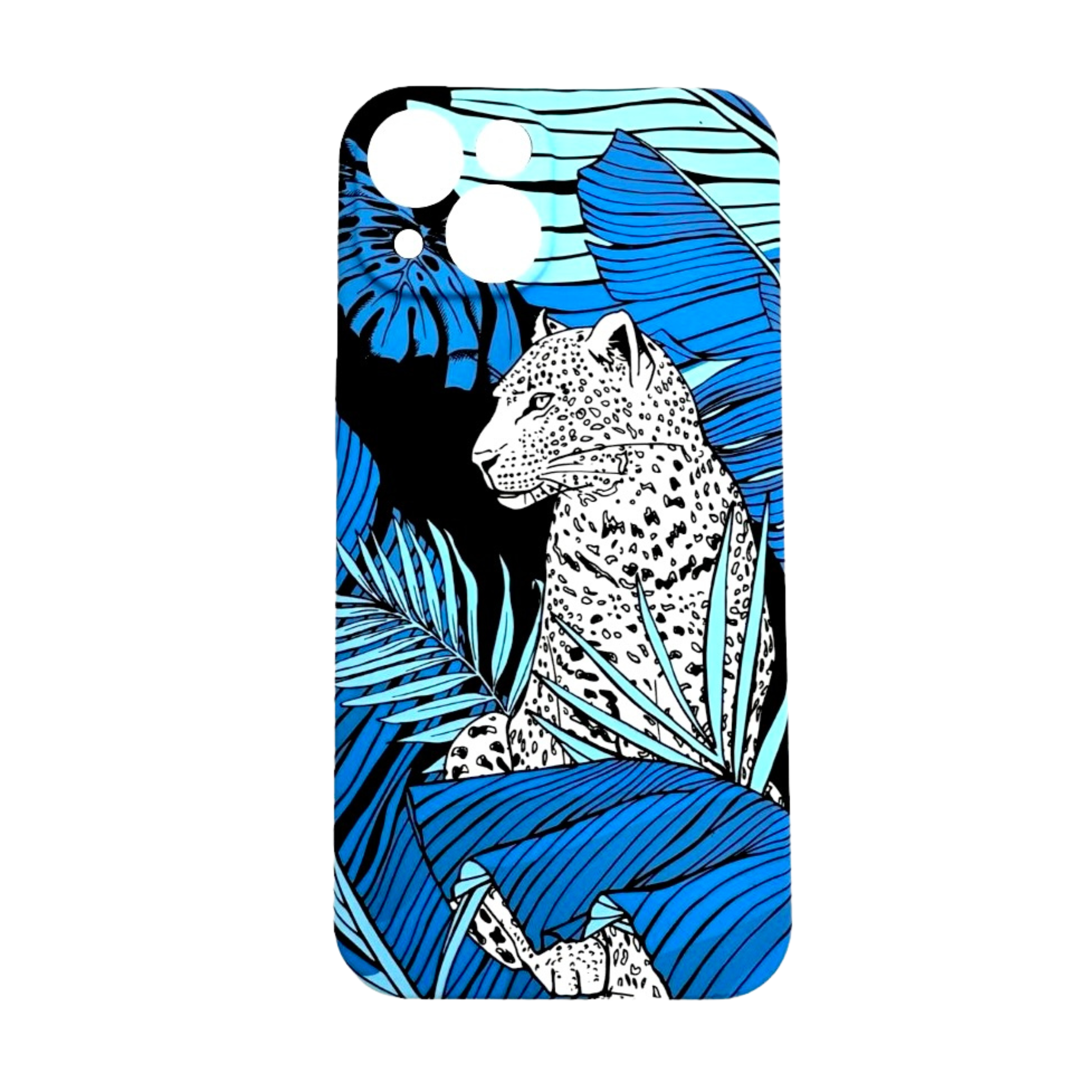 Glow In The Dark Blue Leopard Silicone Cellphone Cover