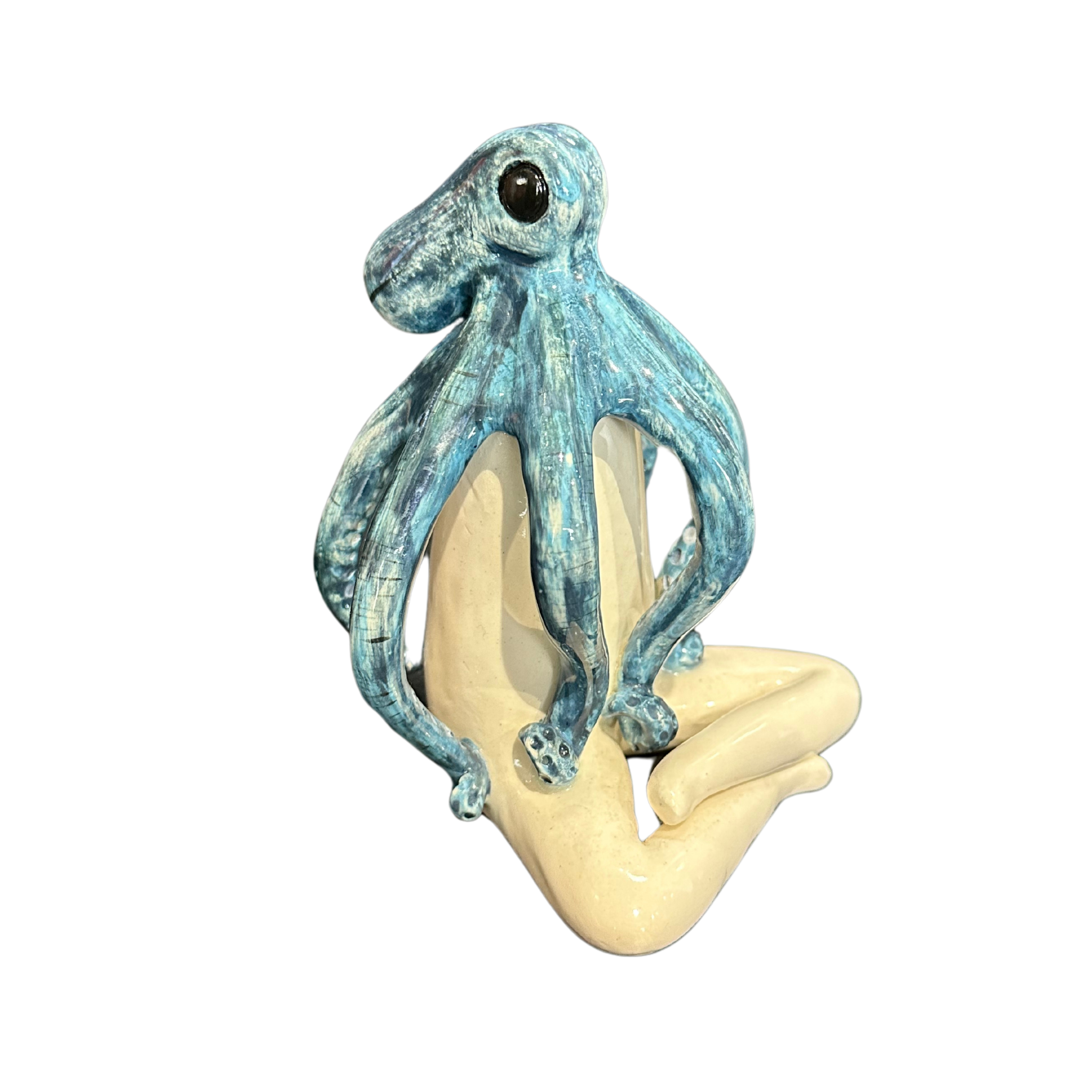 Medium Ceramic Blue Octopus Statue - Fantasea Range