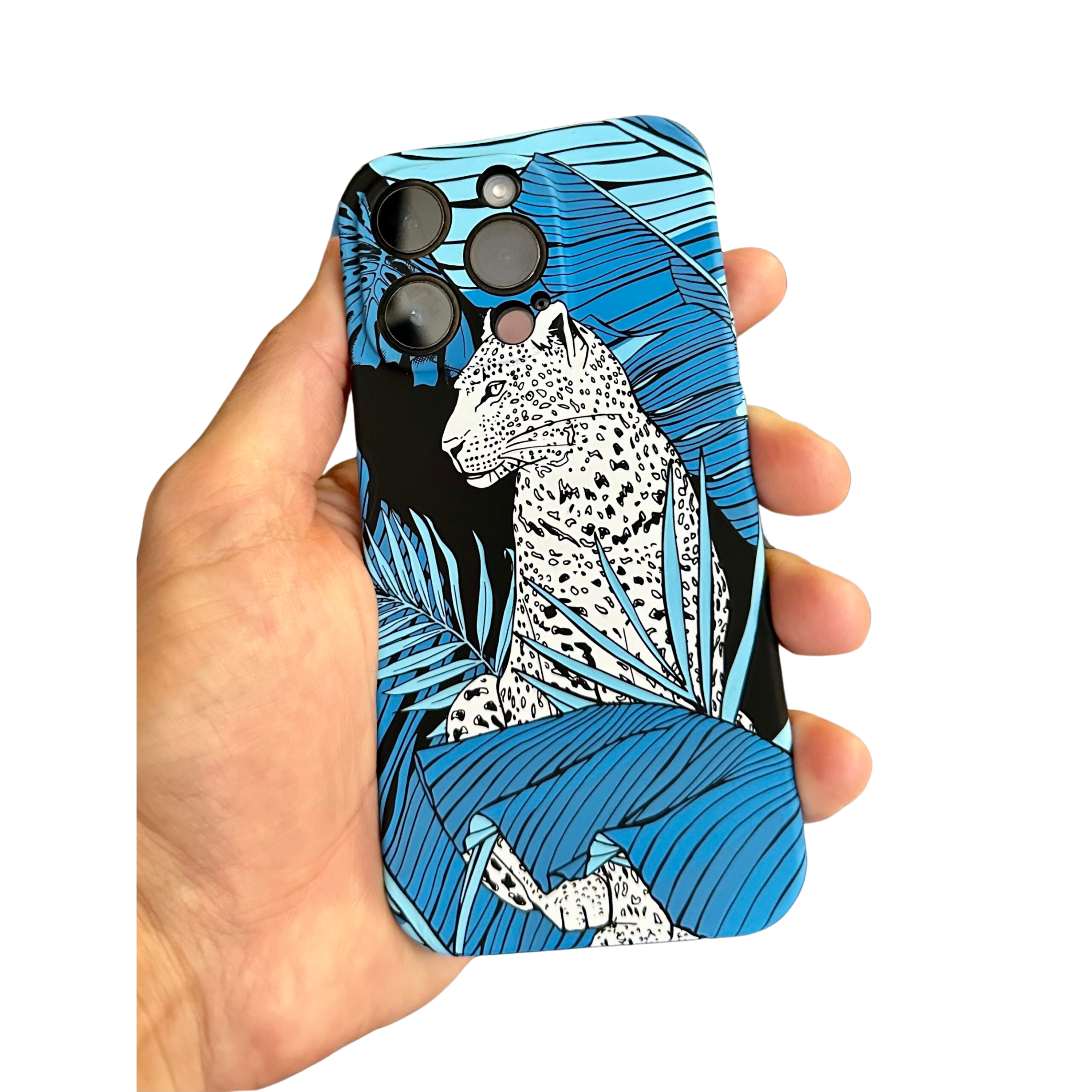 Glow In The Dark Blue Leopard Silicone Cellphone Cover