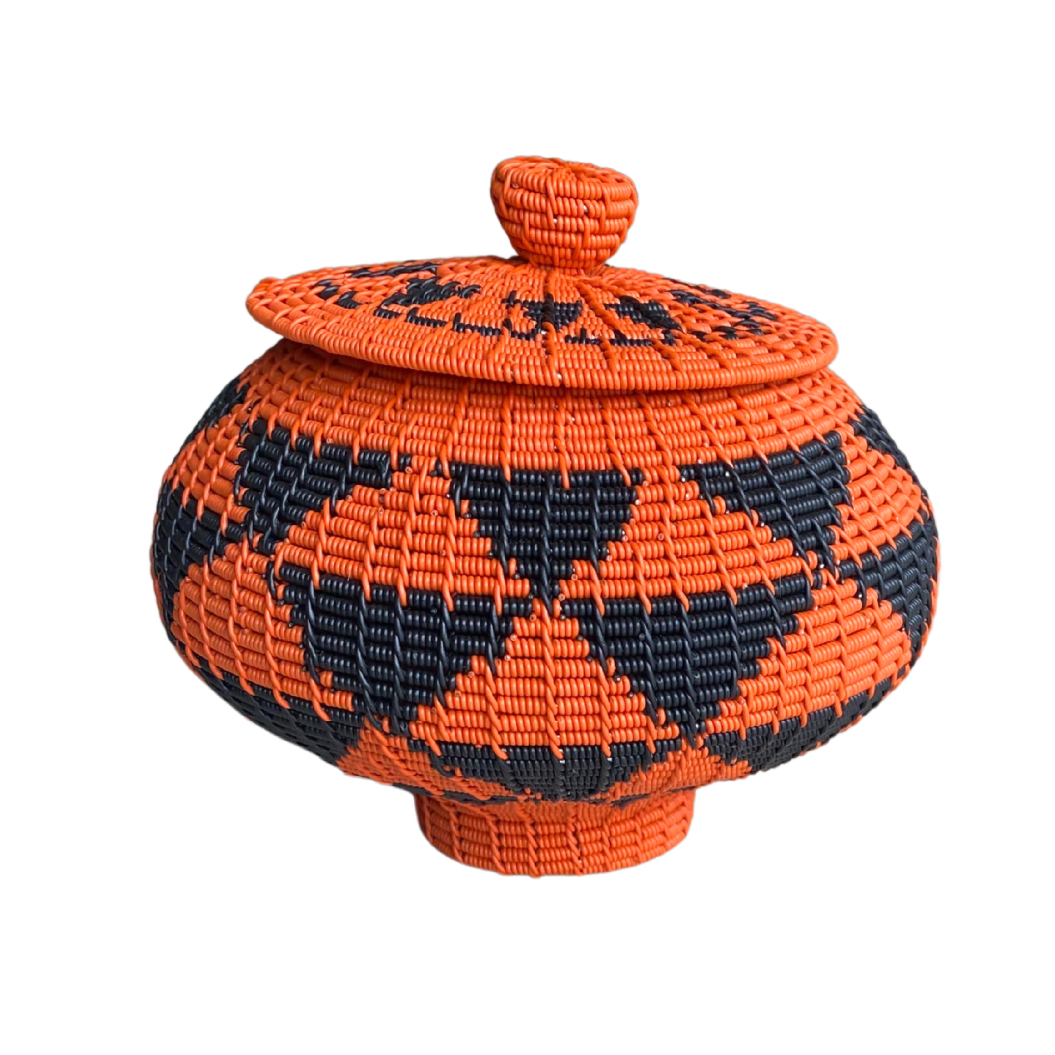 Orange Zulu Telephone Baskets With Lid (16cm)