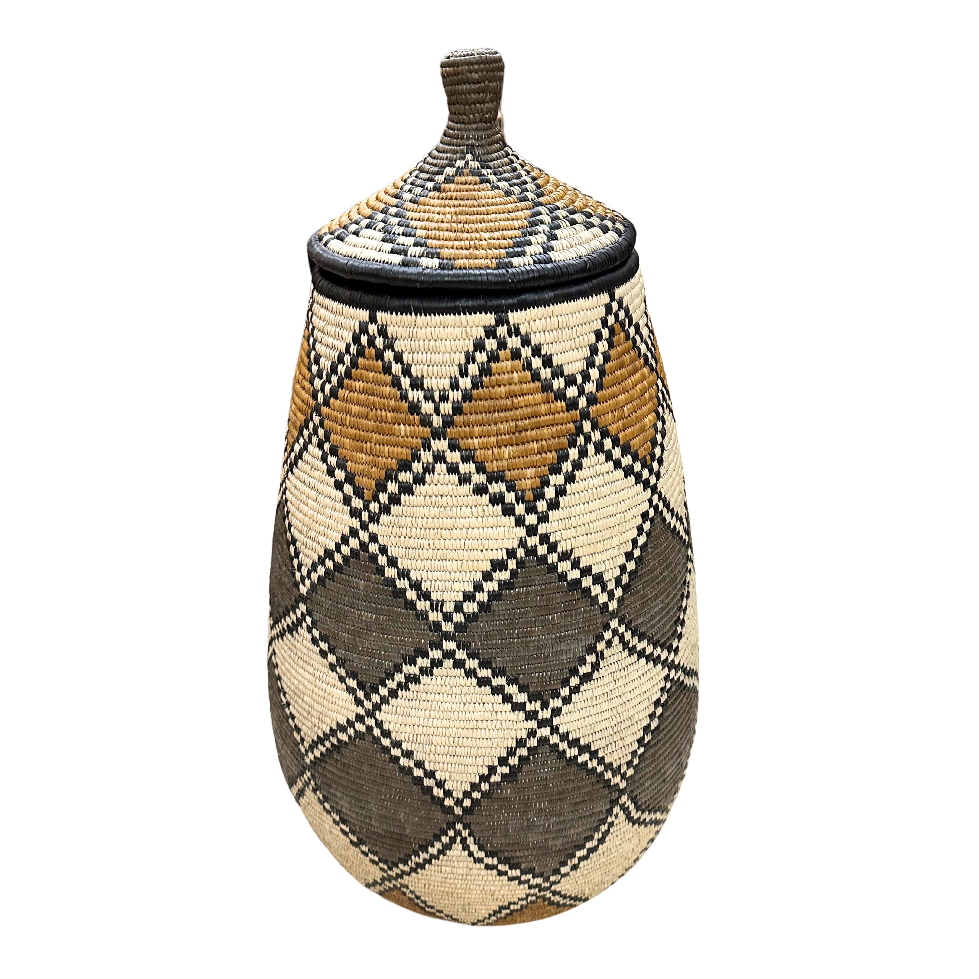 Hand Woven Diamond Zulu Marriage Basket - Kamo