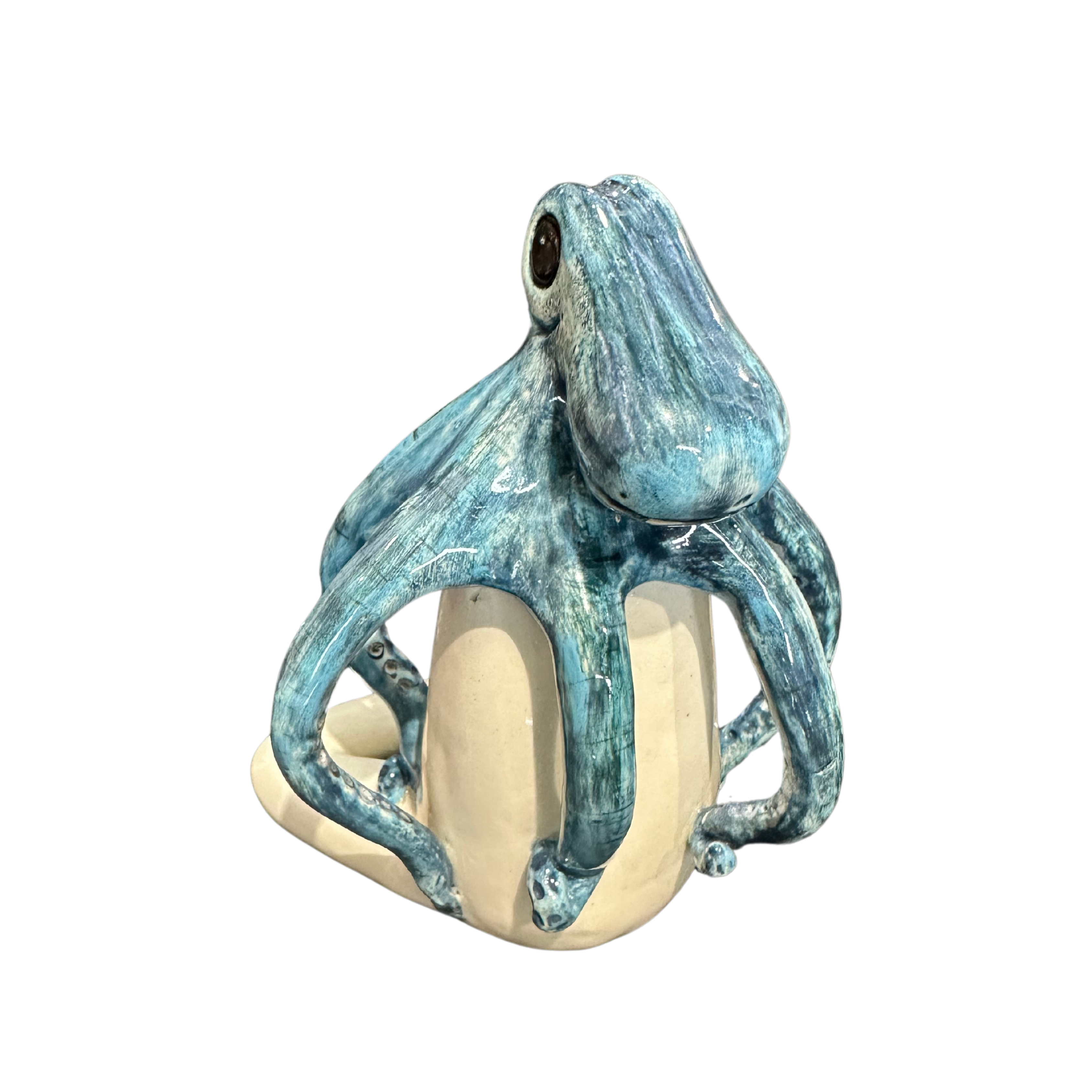 Medium Ceramic Blue Octopus Statue - Fantasea Range