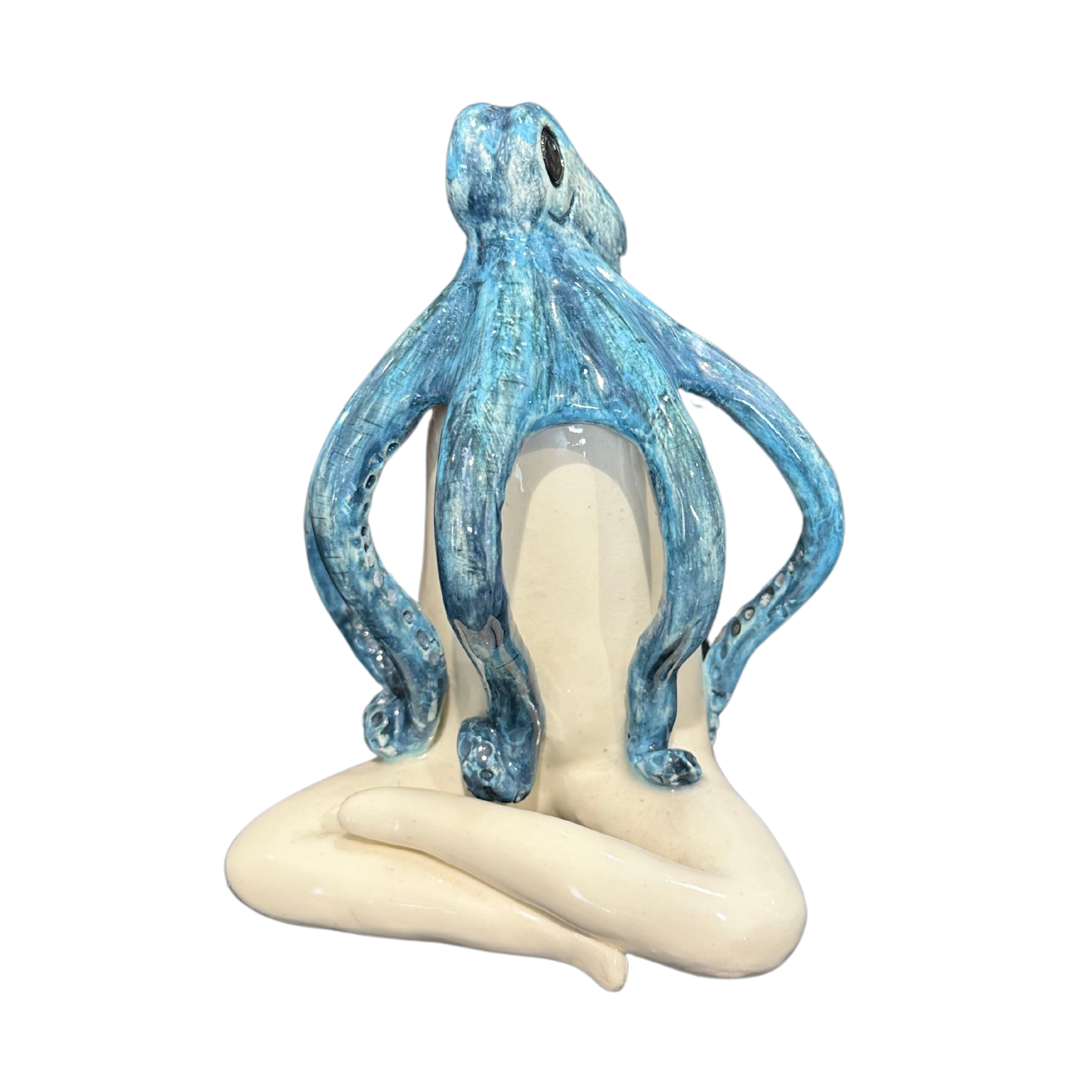 Medium Ceramic Blue Octopus Statue - Fantasea Range