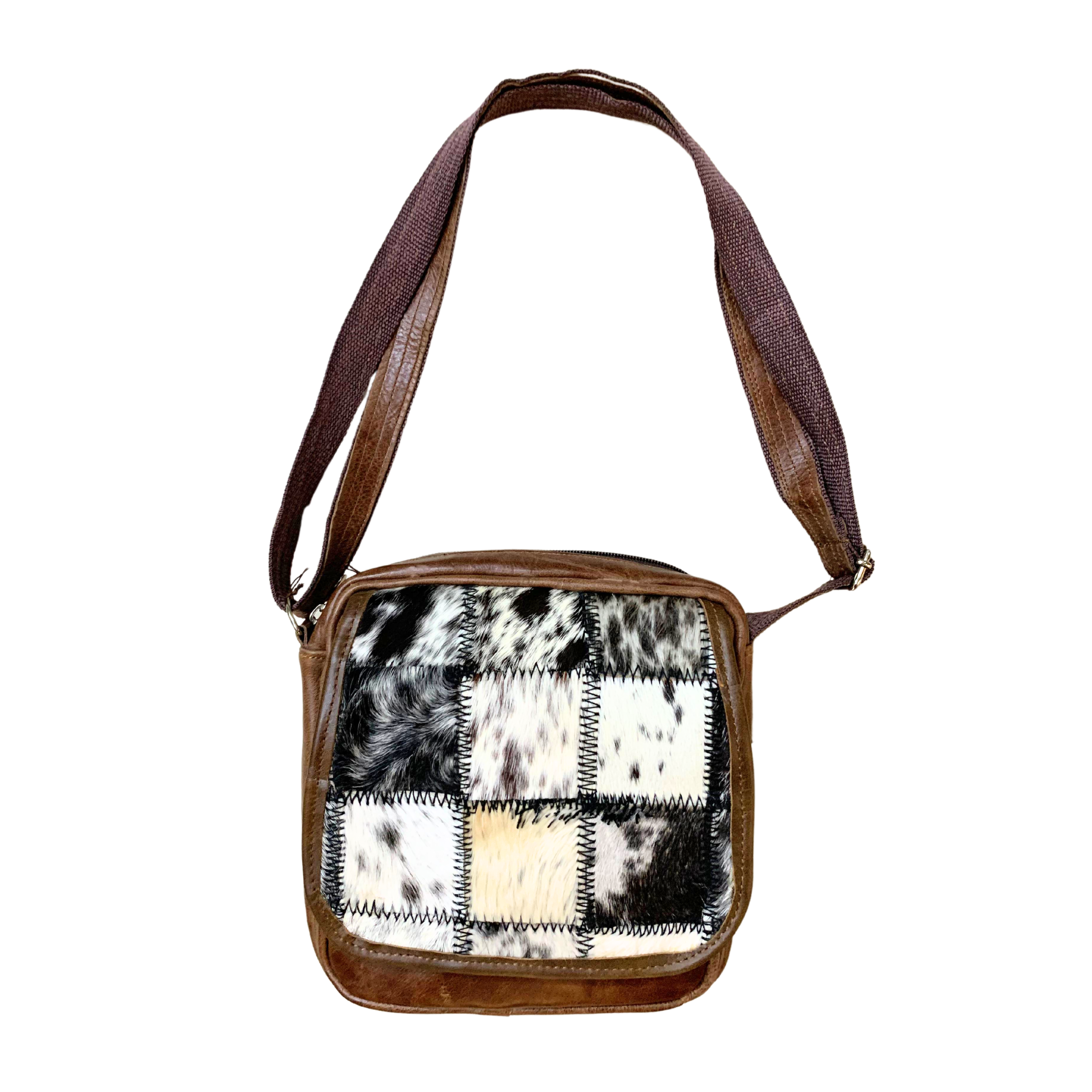 Small Nguni Patch Leather Sling Bag